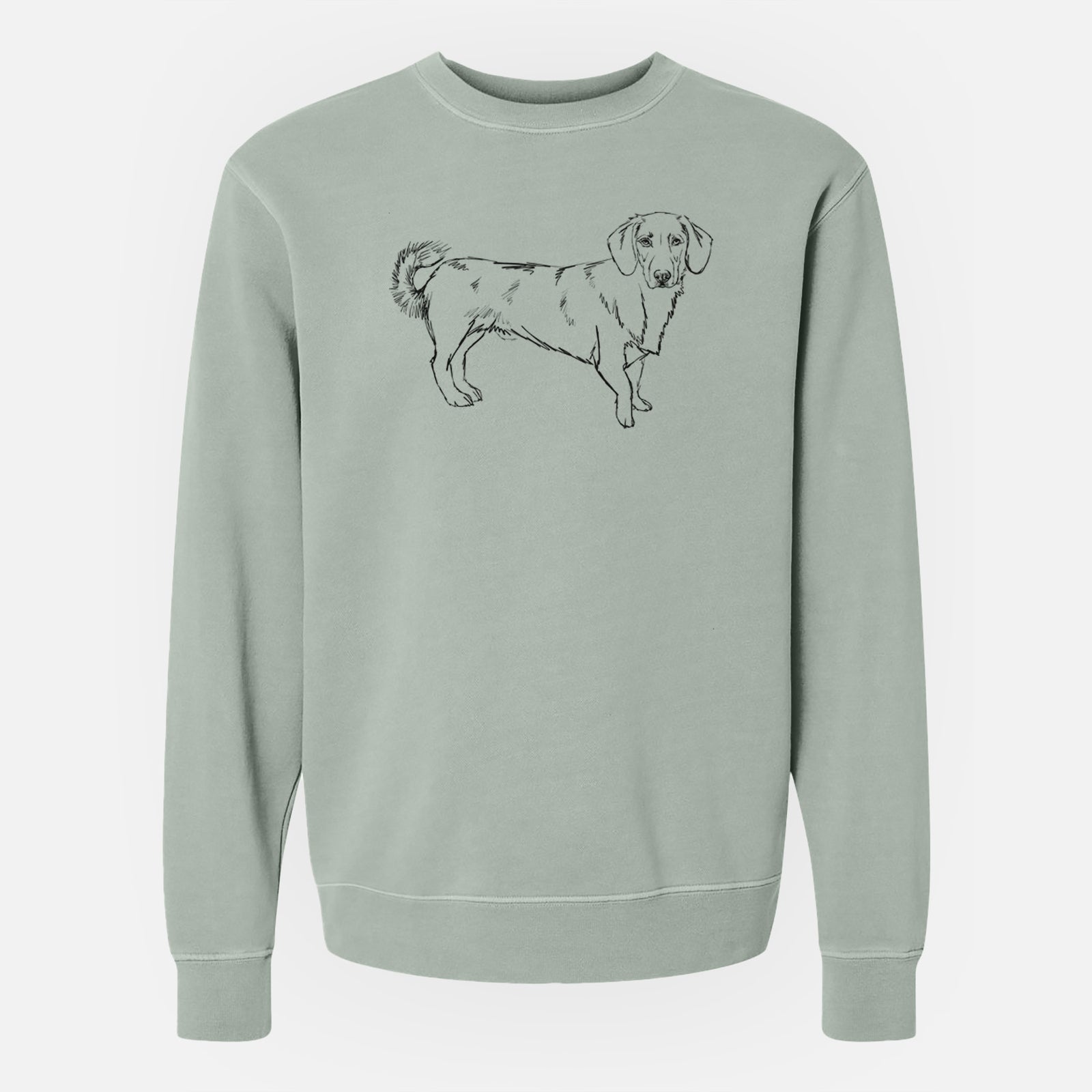 Doodled Buster the Basset Hound Mix - Unisex Pigment Dyed Crew Sweatshirt