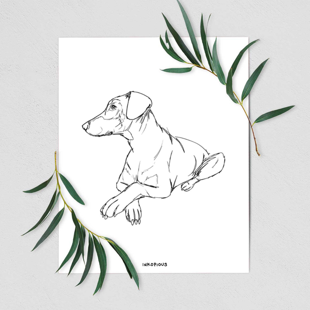 Doodled Caesar the Doberman Pinscher Art Print
