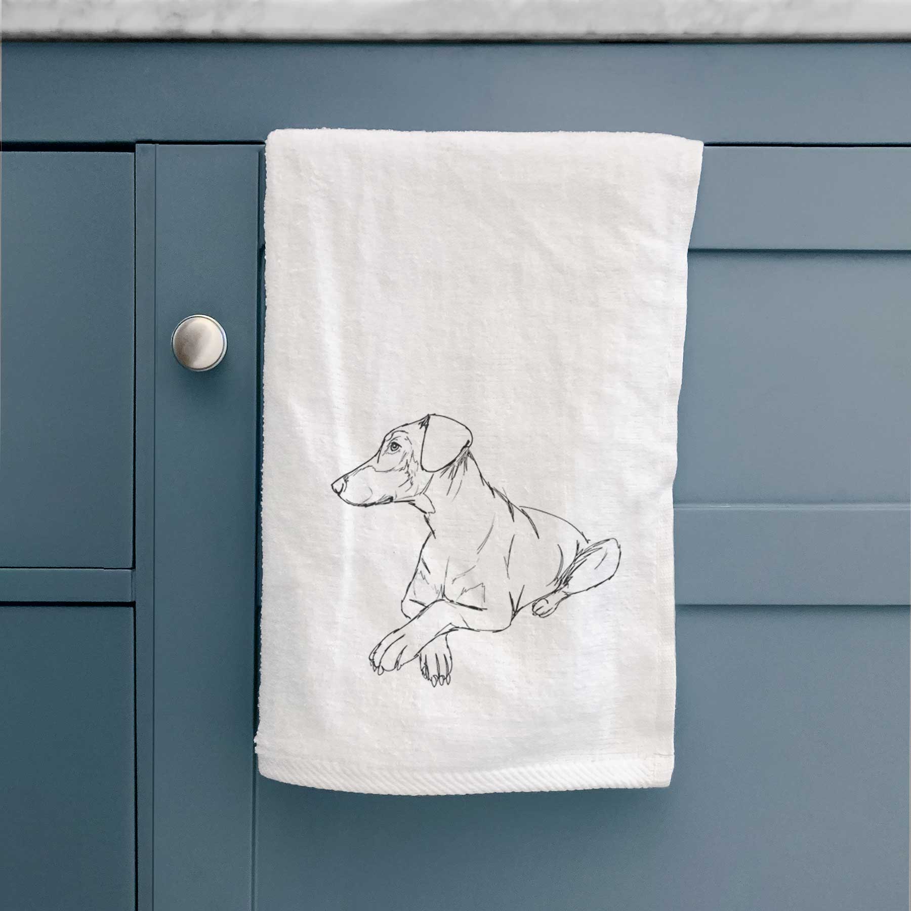 Doodled Caesar the Doberman Pinscher Decorative Hand Towel