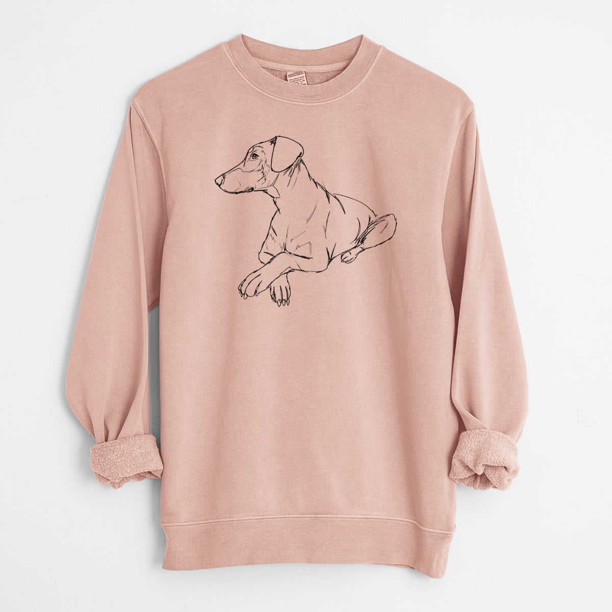 Doodled Caesar the Doberman Pinscher - Unisex Pigment Dyed Crew Sweatshirt
