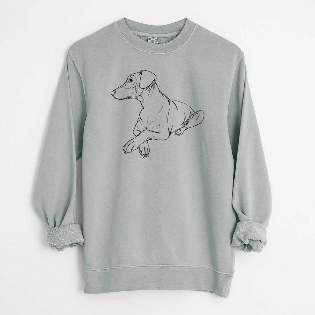 Doodled Caesar the Doberman Pinscher - Unisex Pigment Dyed Crew Sweatshirt