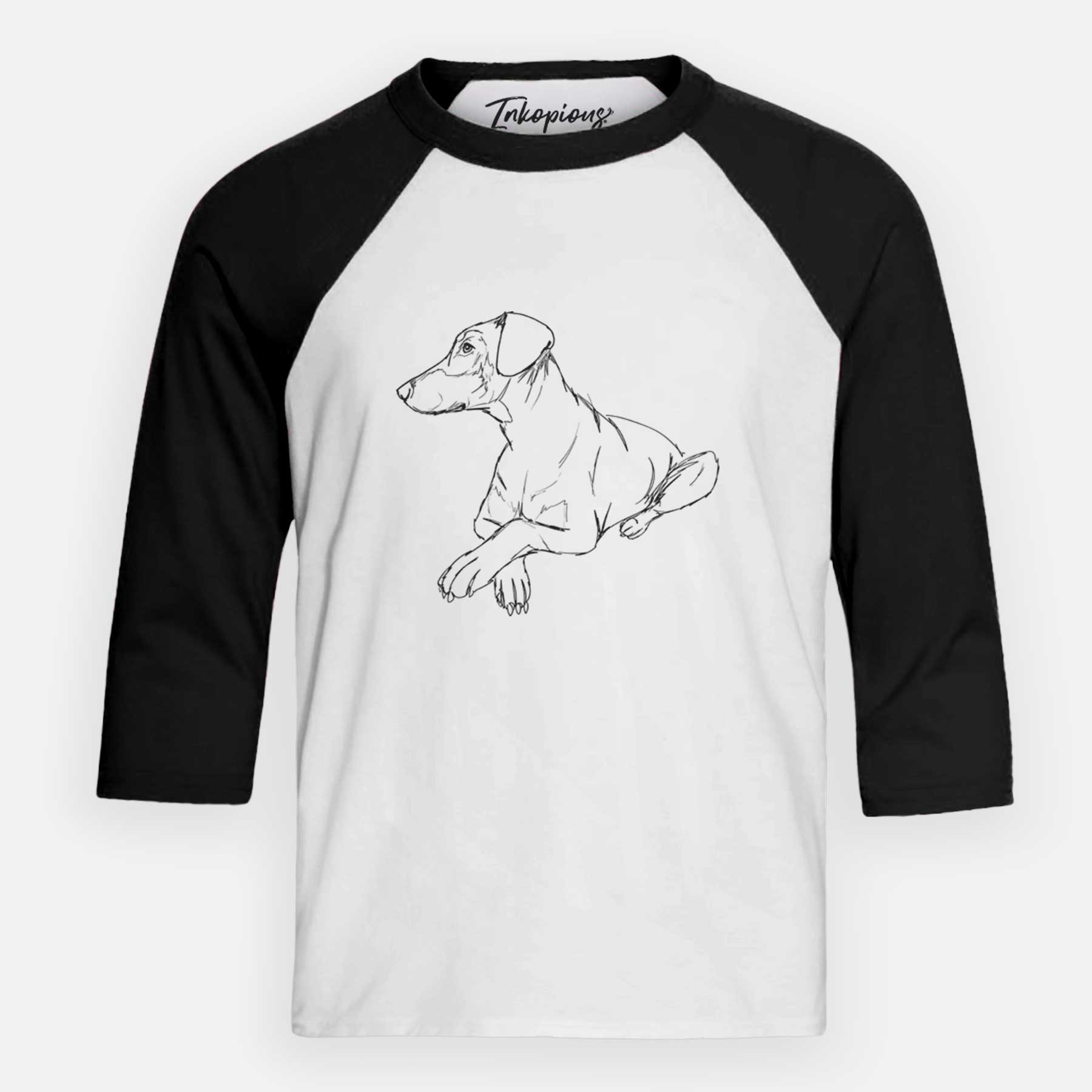 Doodled Caesar the Doberman Pinscher - Youth 3/4 Long Sleeve