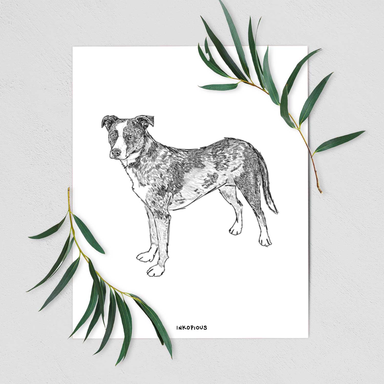 Doodled Carolina the Catahoula Cattle Dog Mix Art Print