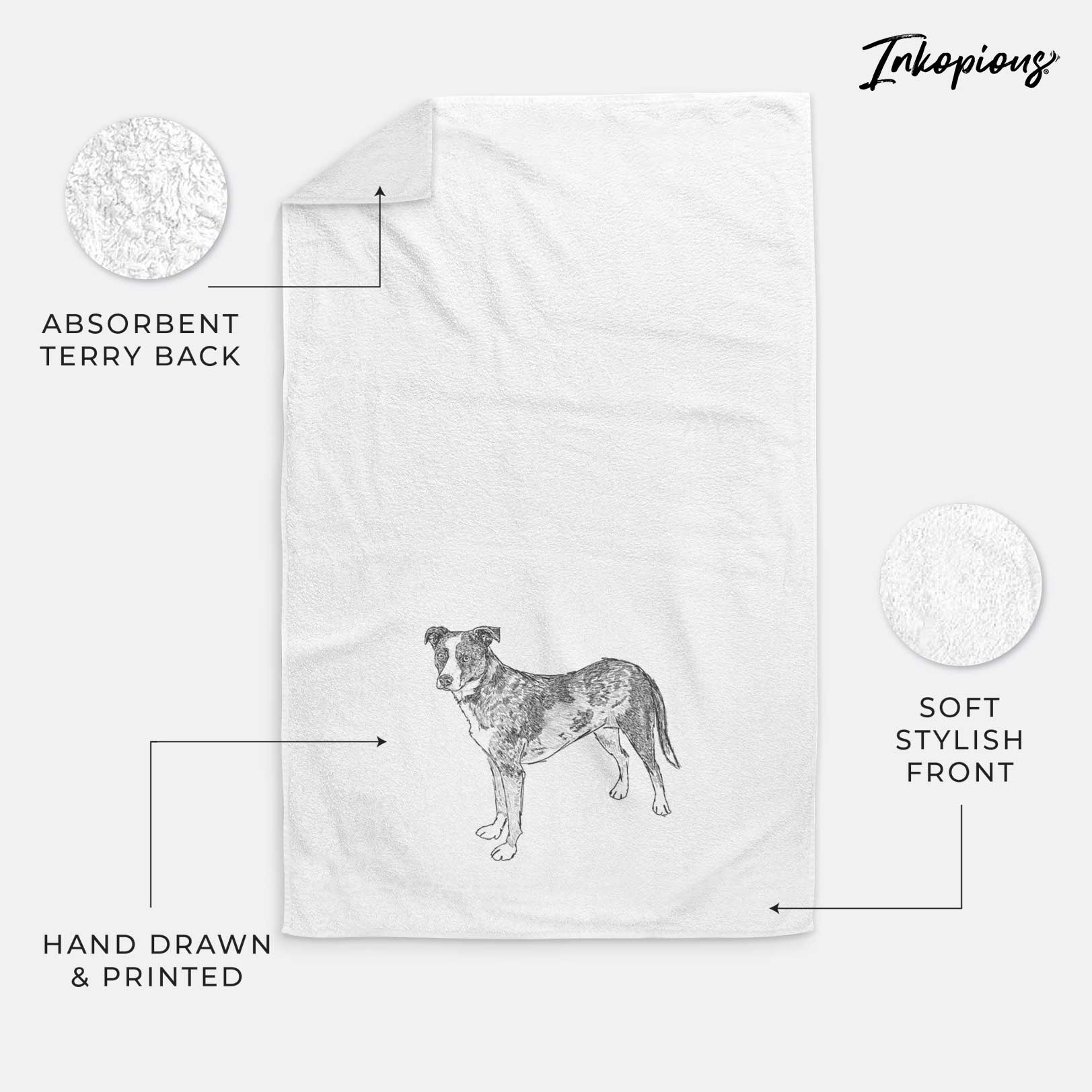 Doodled Carolina the Catahoula Cattle Dog Mix Decorative Hand Towel