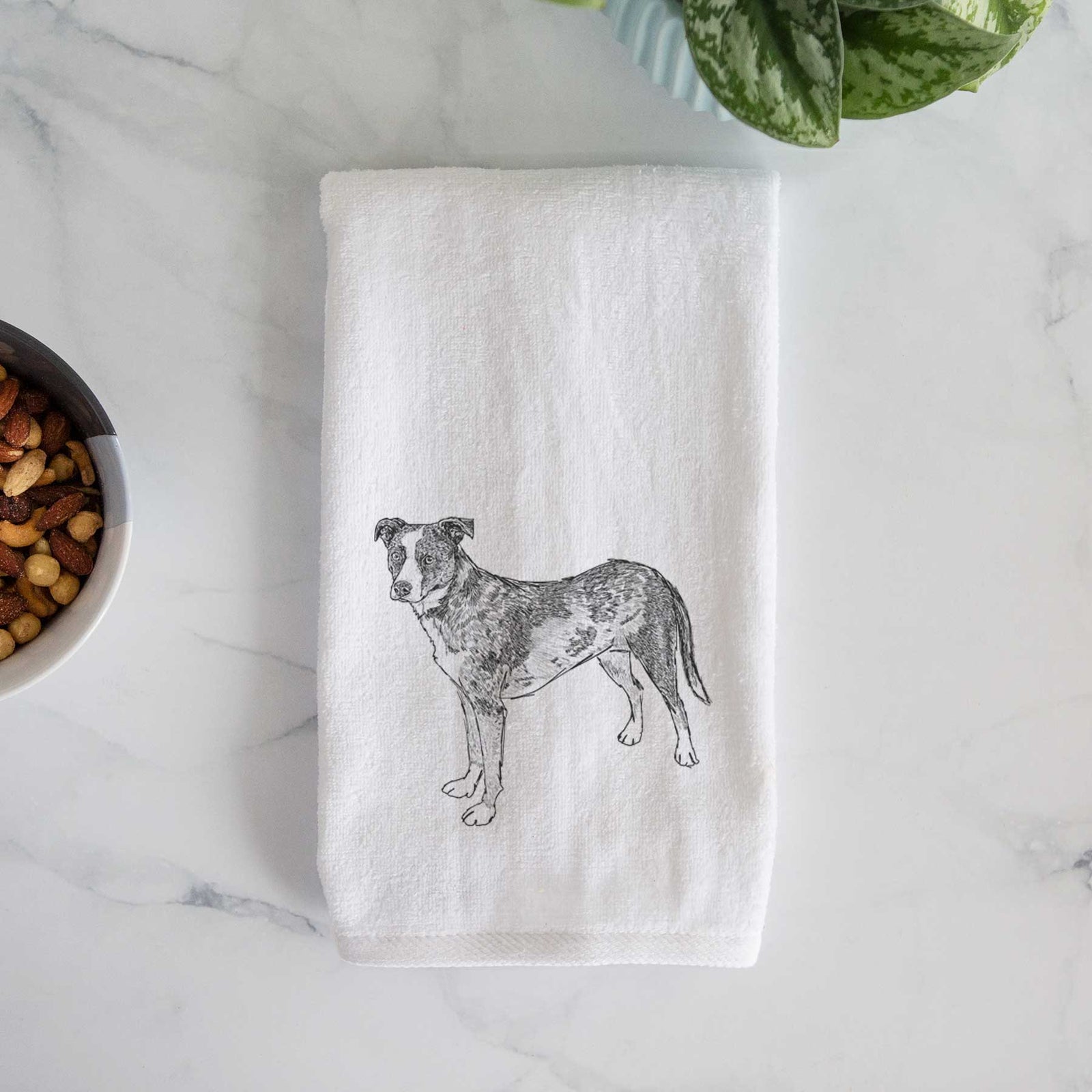 Doodled Carolina the Catahoula Cattle Dog Mix Decorative Hand Towel