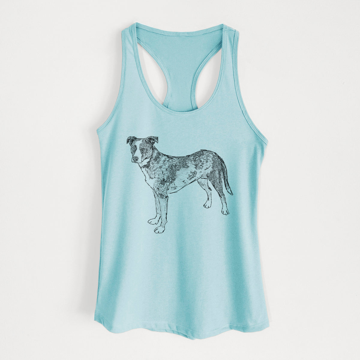 Doodled Carolina the Catahoula Cattle Dog Mix - Women&#39;s Racerback Tanktop