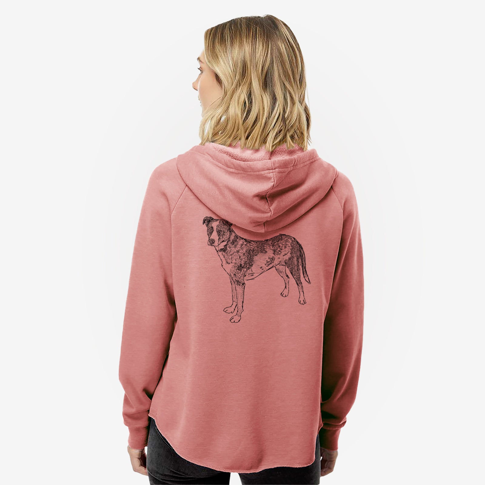 Doodled Carolina the Catahoula Cattle Dog Mix - Women's Cali Wave Zip-Up Sweatshirt