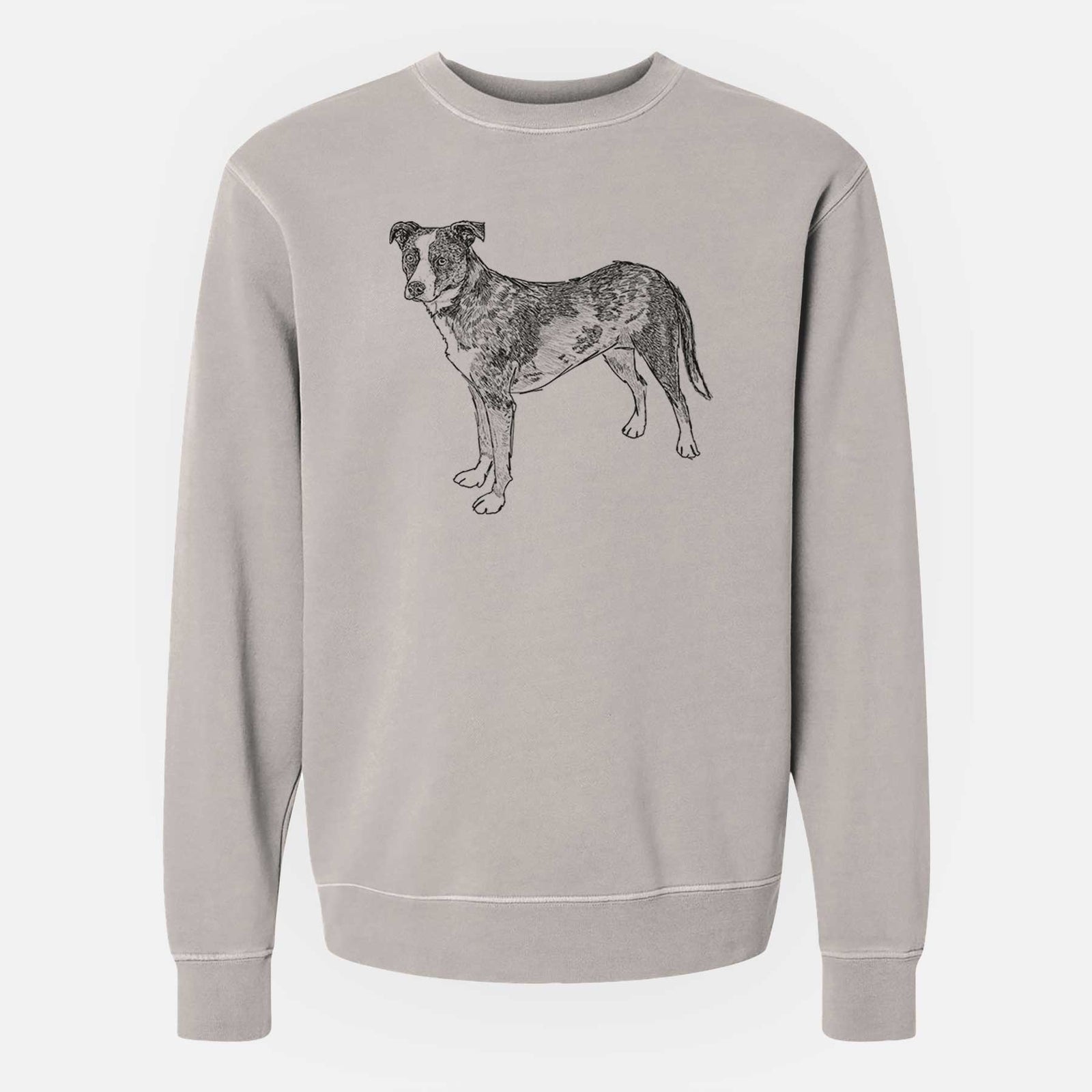 Doodled Carolina the Catahoula Cattle Dog Mix - Unisex Pigment Dyed Crew Sweatshirt