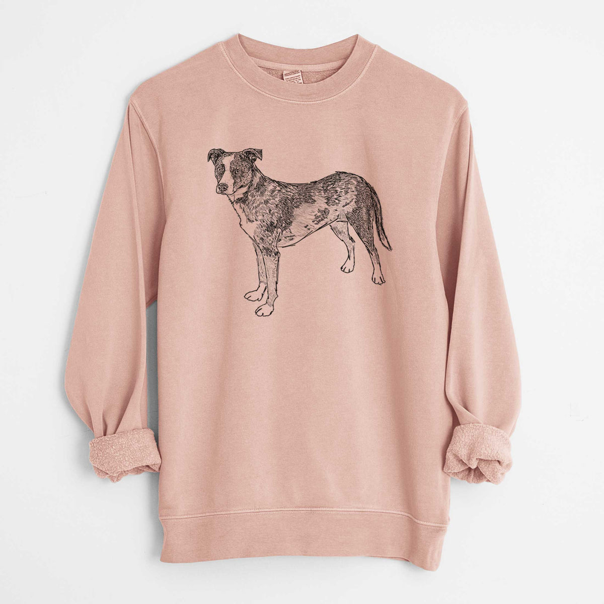 Doodled Carolina the Catahoula Cattle Dog Mix - Unisex Pigment Dyed Crew Sweatshirt