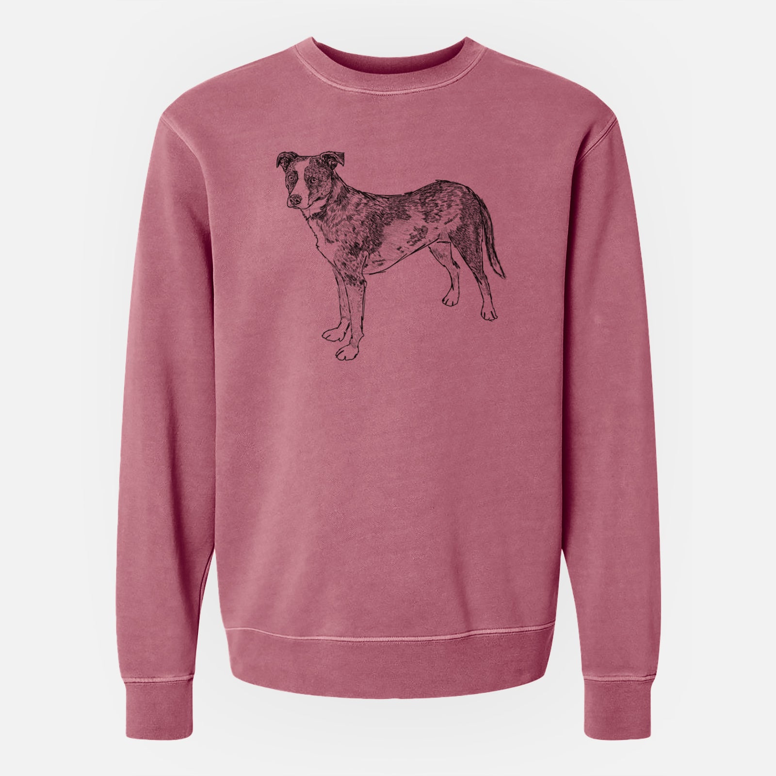 Doodled Carolina the Catahoula Cattle Dog Mix - Unisex Pigment Dyed Crew Sweatshirt