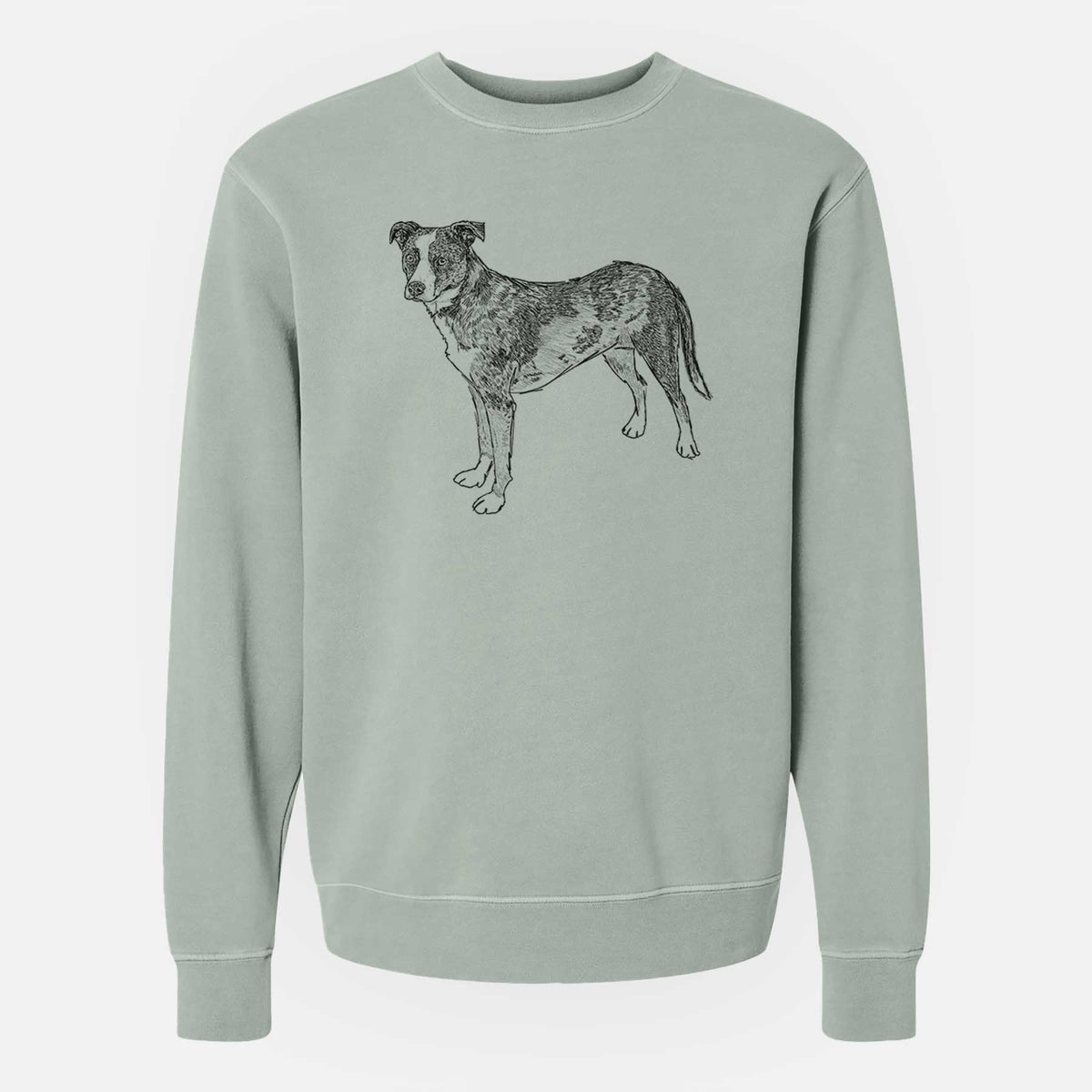 Doodled Carolina the Catahoula Cattle Dog Mix - Unisex Pigment Dyed Crew Sweatshirt