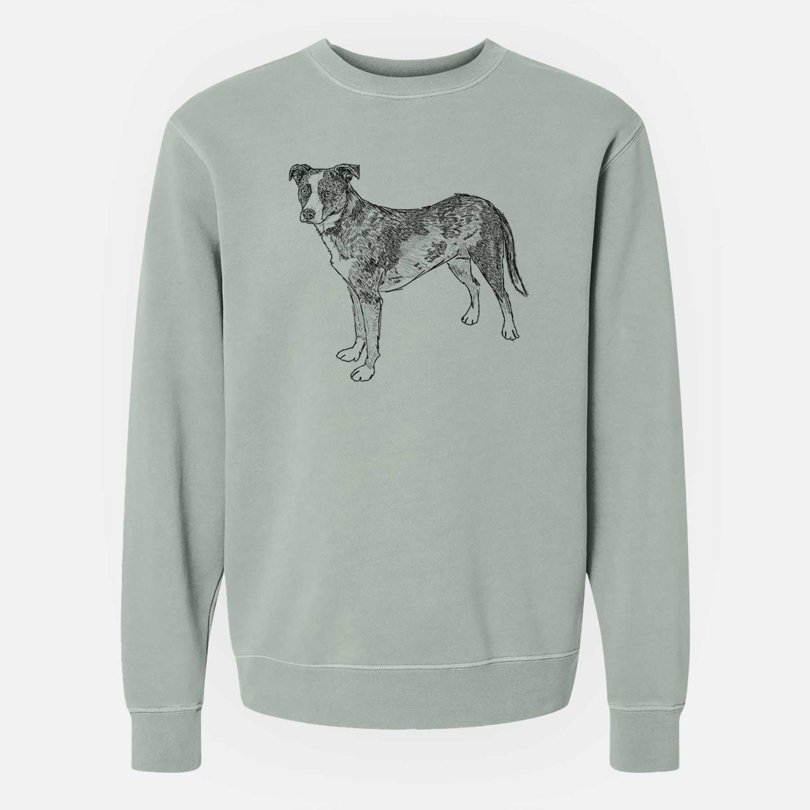 Doodled Carolina the Catahoula Cattle Dog Mix - Unisex Pigment Dyed Crew Sweatshirt
