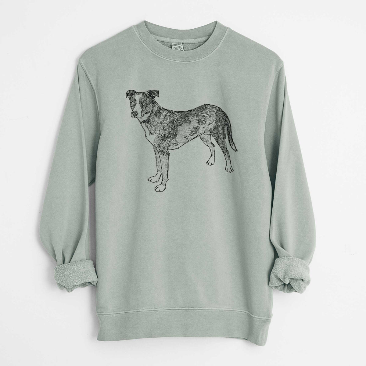 Doodled Carolina the Catahoula Cattle Dog Mix - Unisex Pigment Dyed Crew Sweatshirt