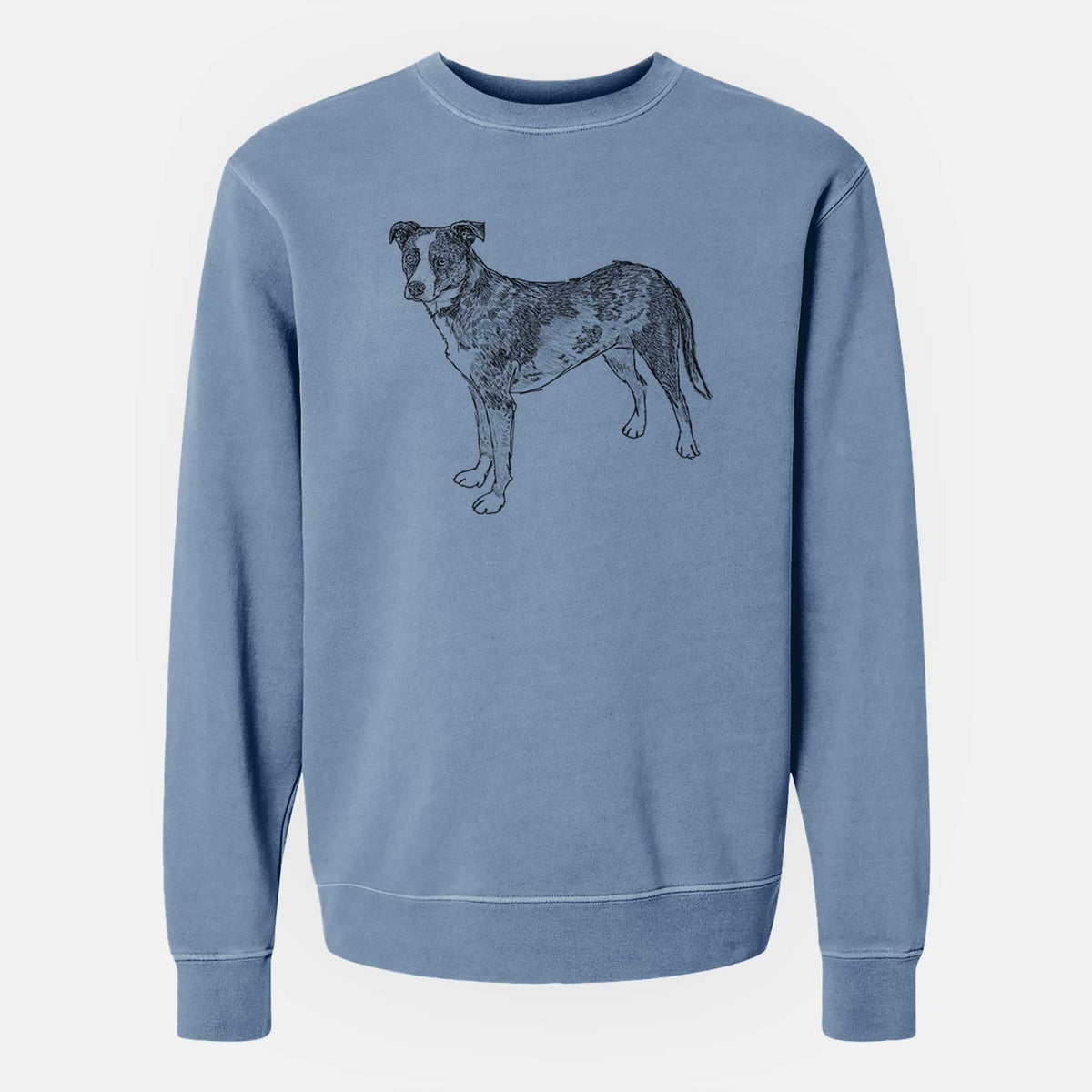 Doodled Carolina the Catahoula Cattle Dog Mix - Unisex Pigment Dyed Crew Sweatshirt