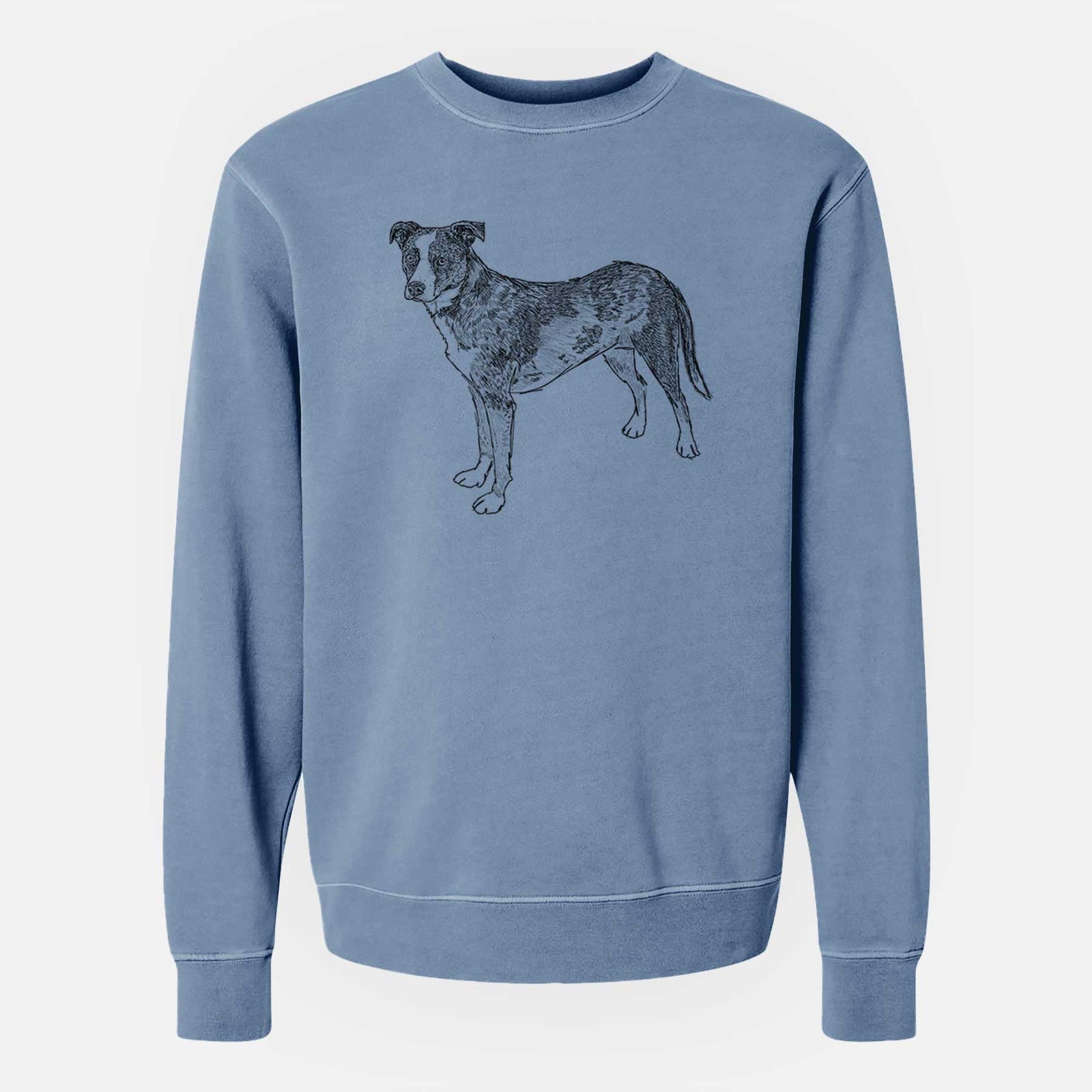 Doodled Carolina the Catahoula Cattle Dog Mix - Unisex Pigment Dyed Crew Sweatshirt