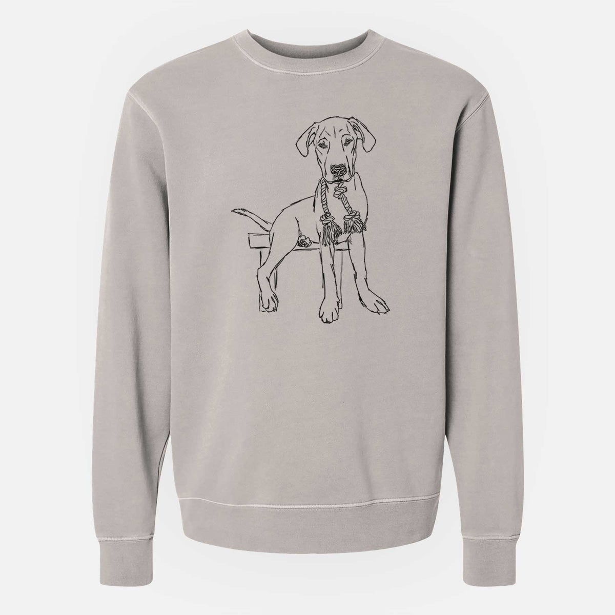 Doodled Carson the Mixed Breed - Unisex Pigment Dyed Crew Sweatshirt