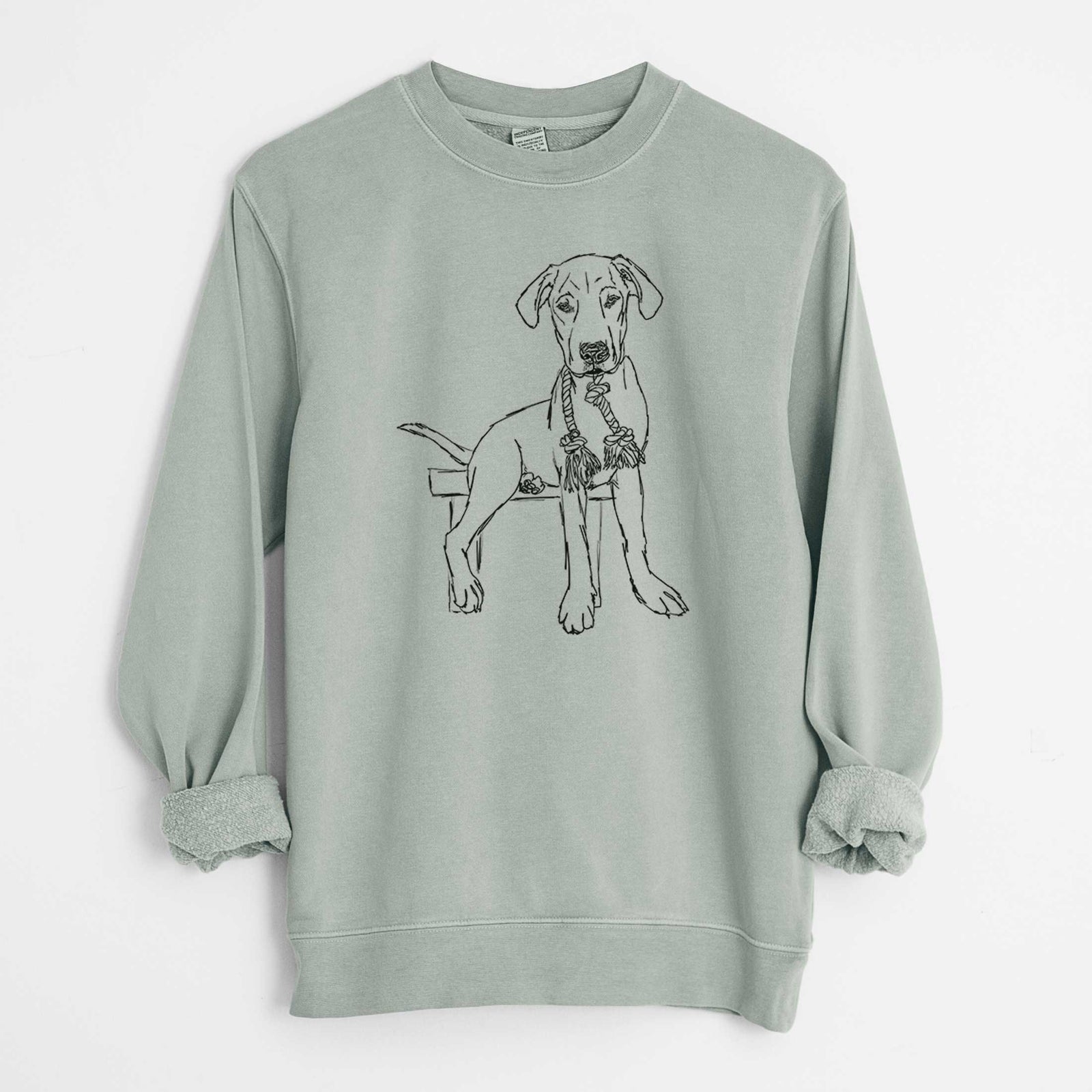 Doodled Carson the Mixed Breed - Unisex Pigment Dyed Crew Sweatshirt