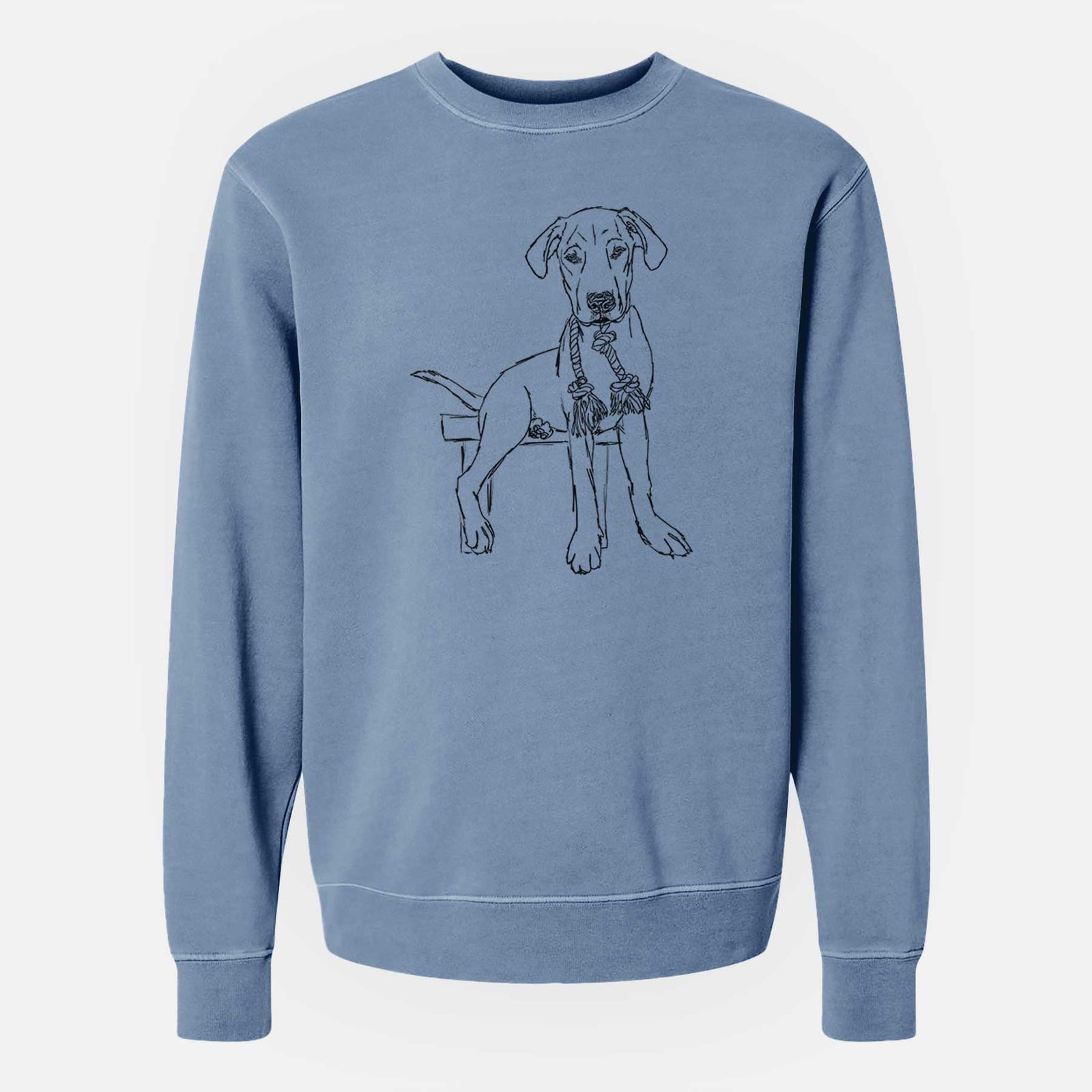 Doodled Carson the Mixed Breed - Unisex Pigment Dyed Crew Sweatshirt