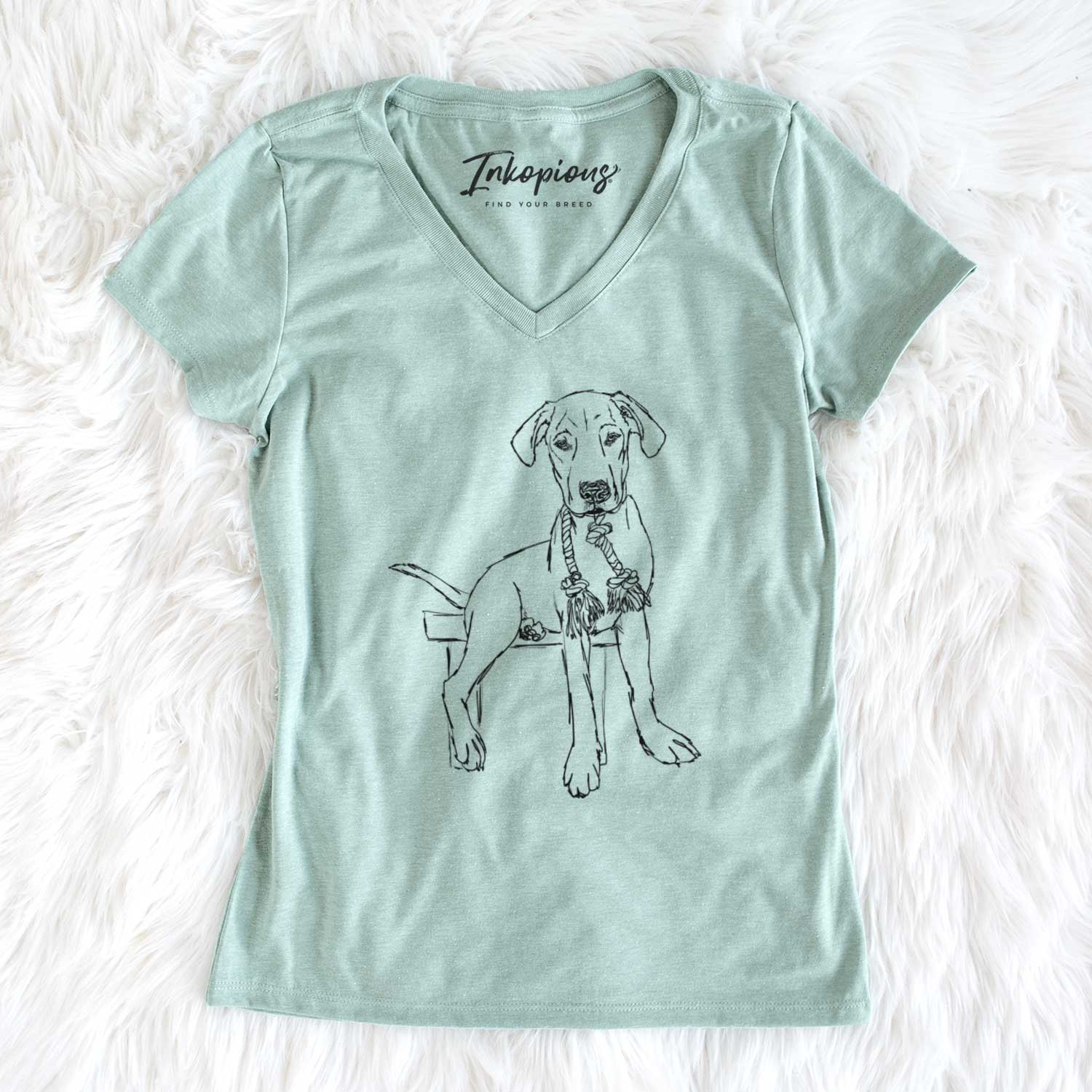 Doodled Carson the Mixed Breed - Women's V-neck Shirt