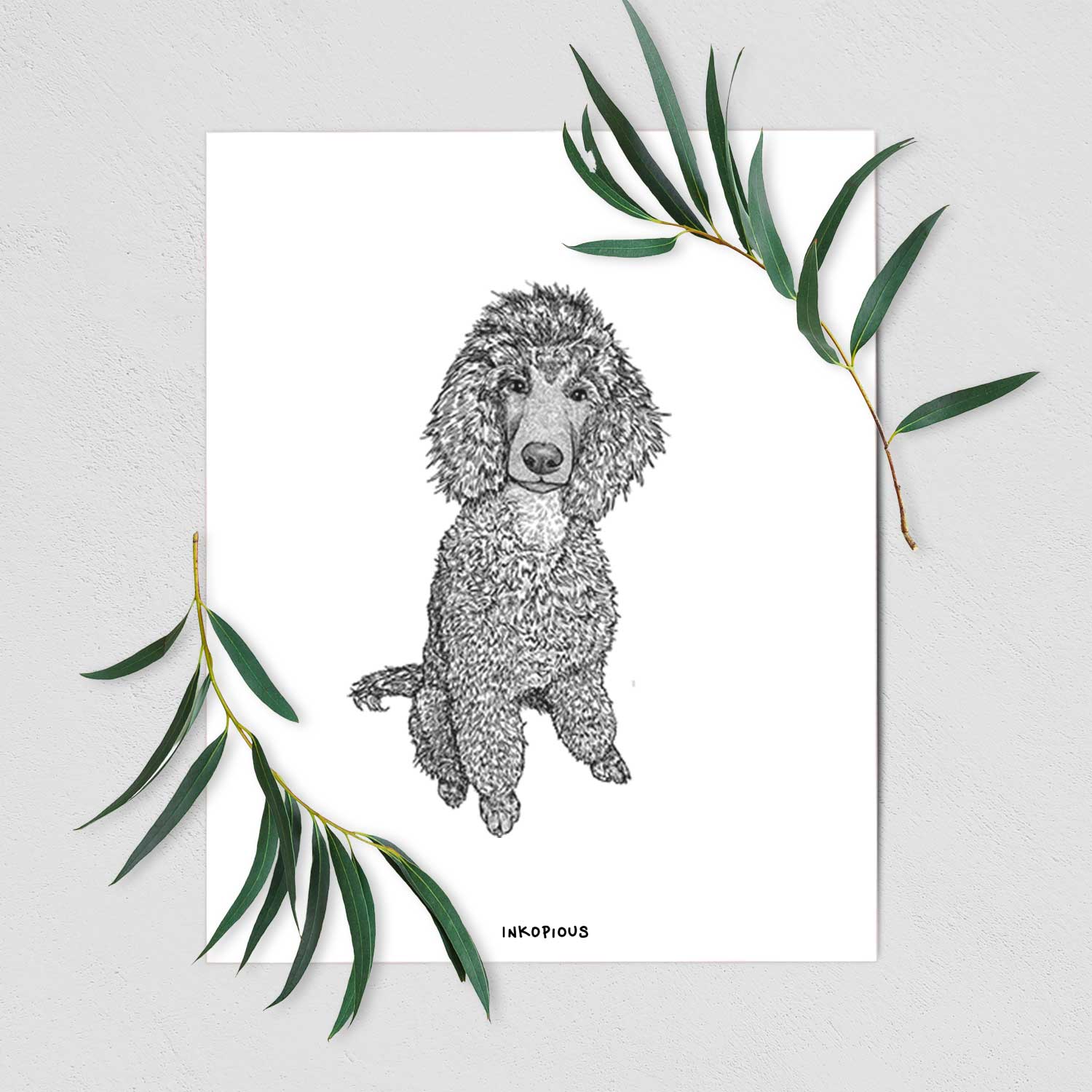 Doodled Casey the Standard Poodle Art Print