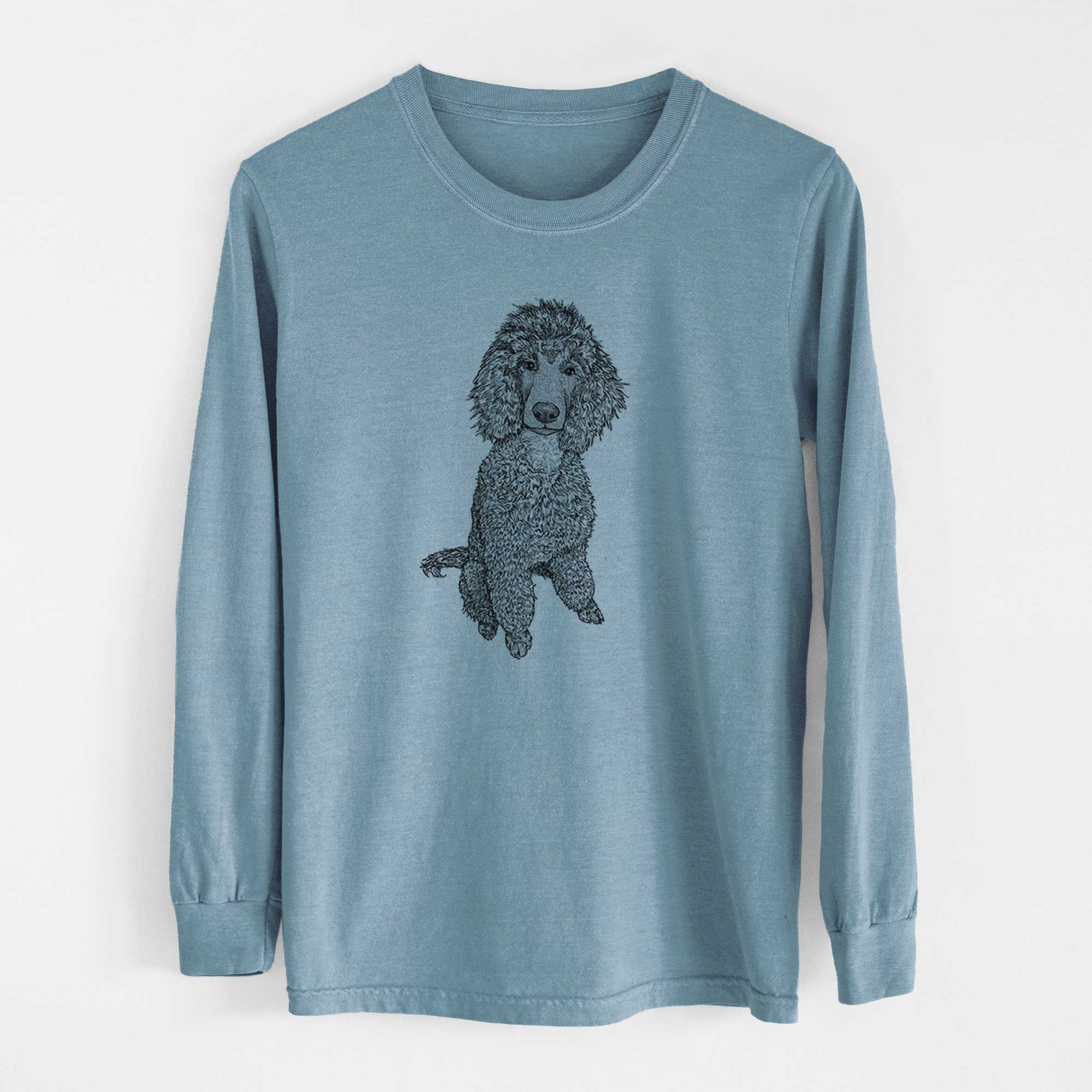 Doodled Casey the Standard Poodle - Heavyweight 100% Cotton Long Sleeve