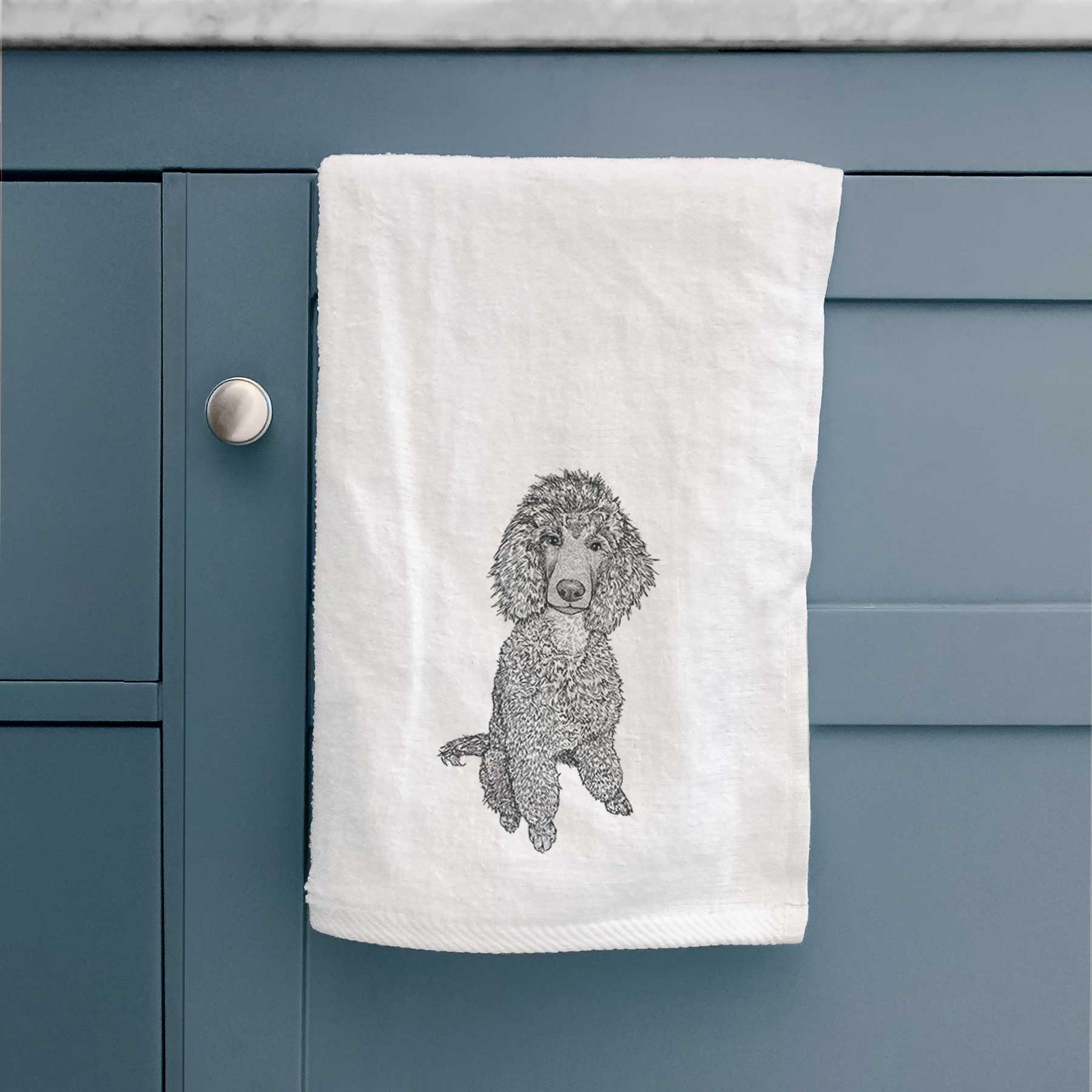 Doodled Casey the Standard Poodle Decorative Hand Towel