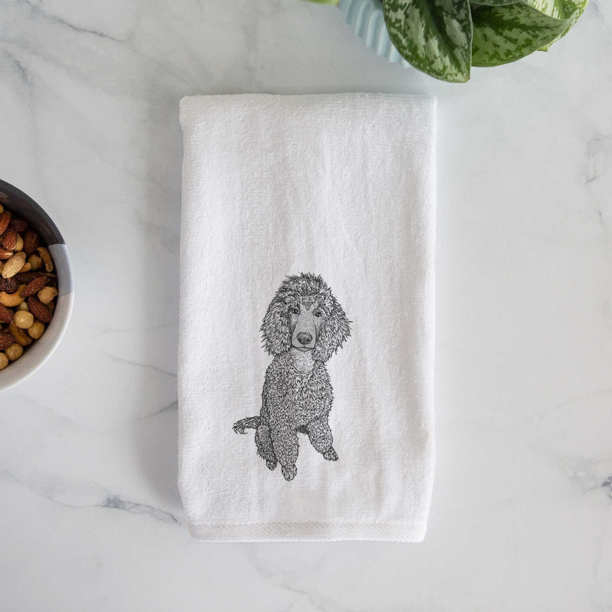 Doodled Casey the Standard Poodle Decorative Hand Towel