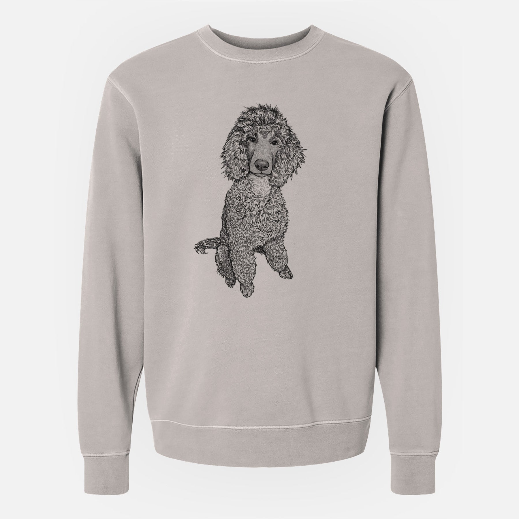 Doodled Casey the Standard Poodle - Unisex Pigment Dyed Crew Sweatshirt