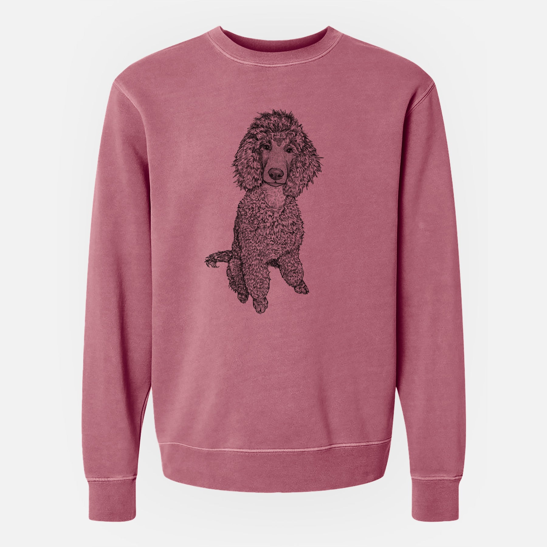 Doodled Casey the Standard Poodle - Unisex Pigment Dyed Crew Sweatshirt