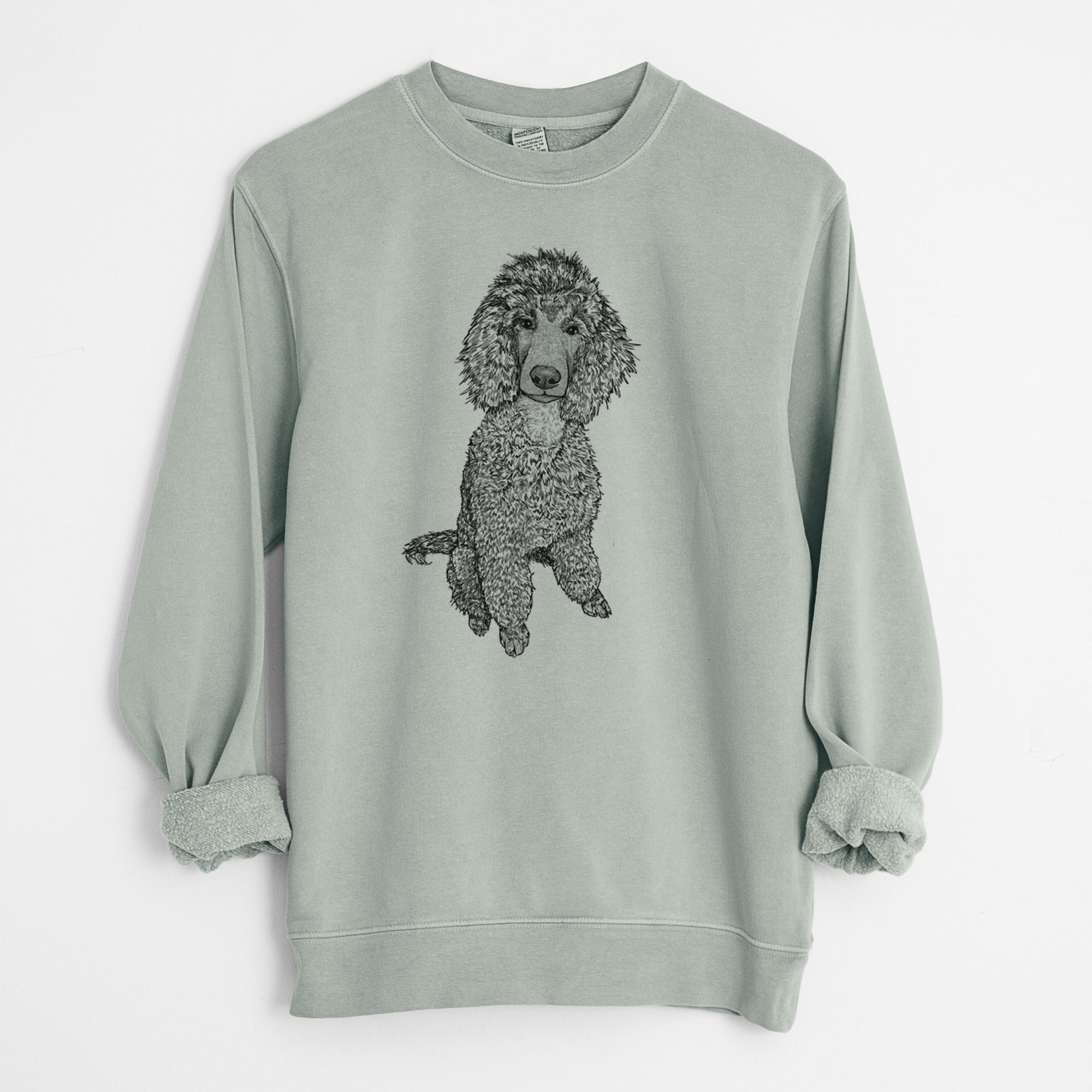 Doodled Casey the Standard Poodle - Unisex Pigment Dyed Crew Sweatshirt