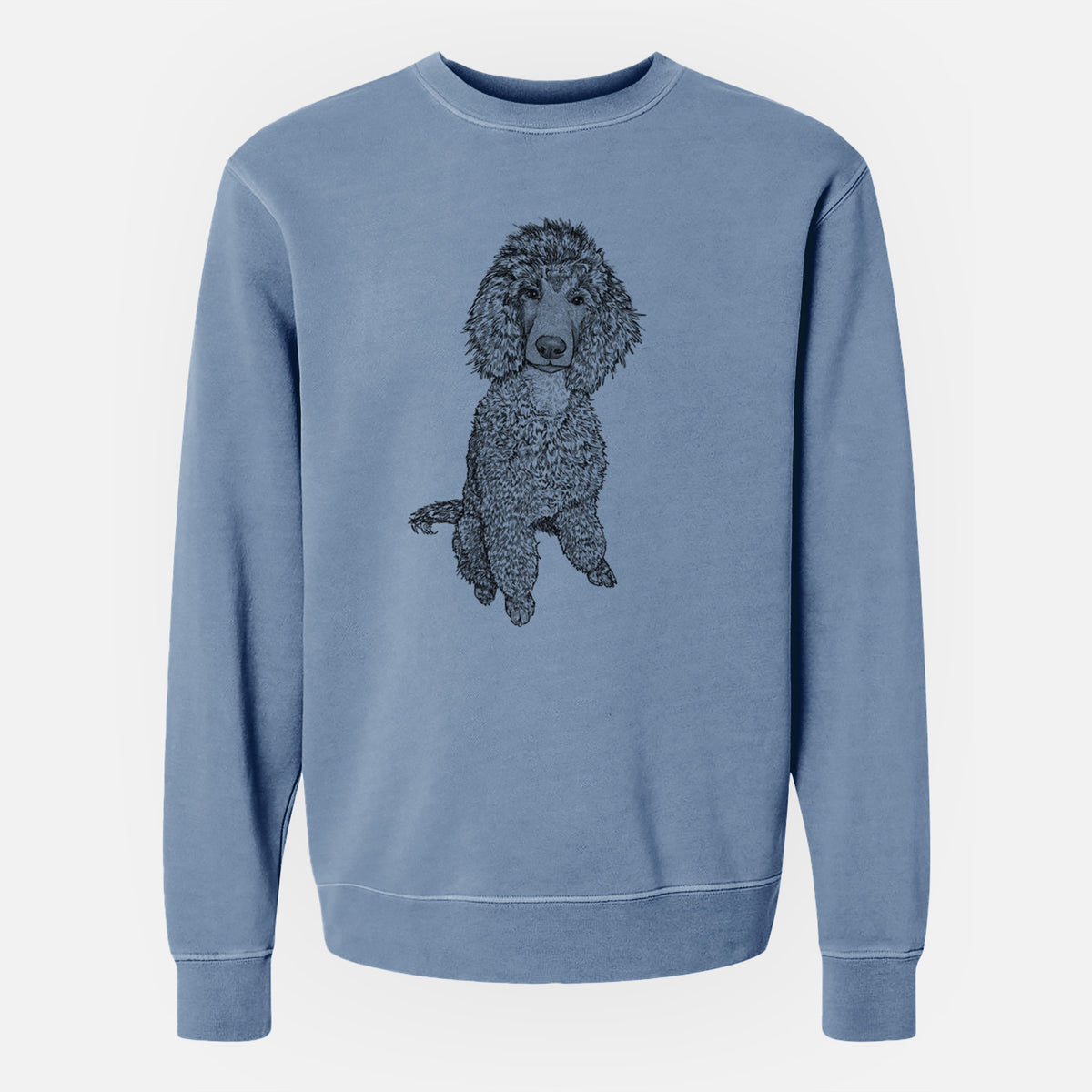 Doodled Casey the Standard Poodle - Unisex Pigment Dyed Crew Sweatshirt