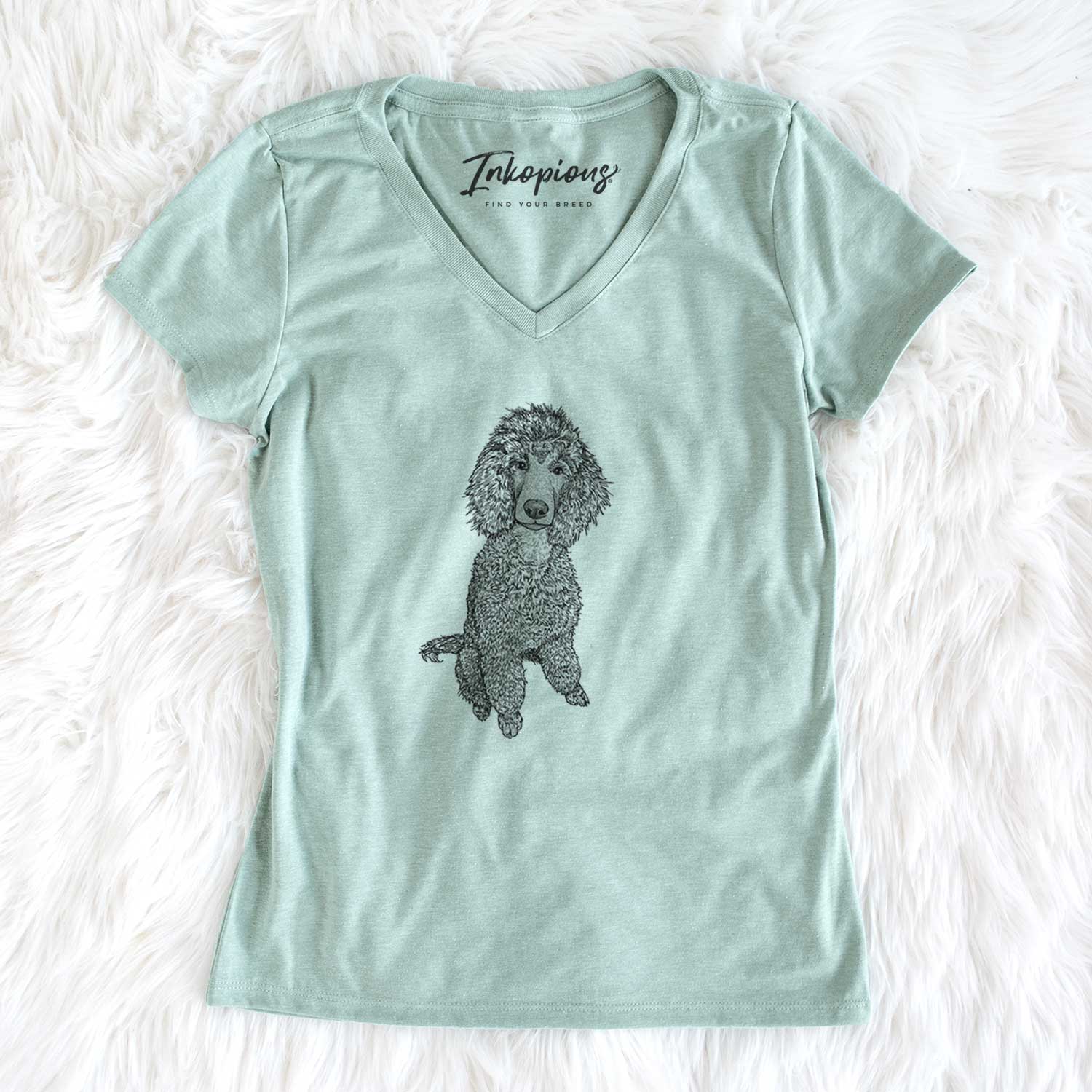 Doodled Casey the Standard Poodle - Women's V-neck Shirt