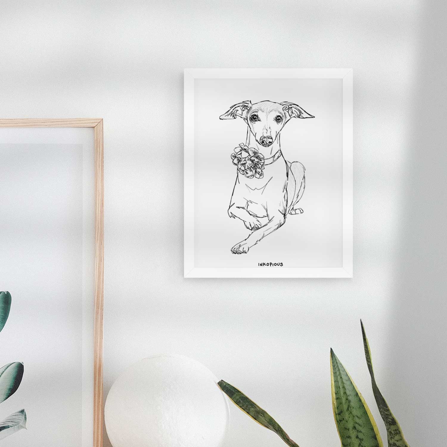 Doodled Cashie the Italian Greyhound Art Print