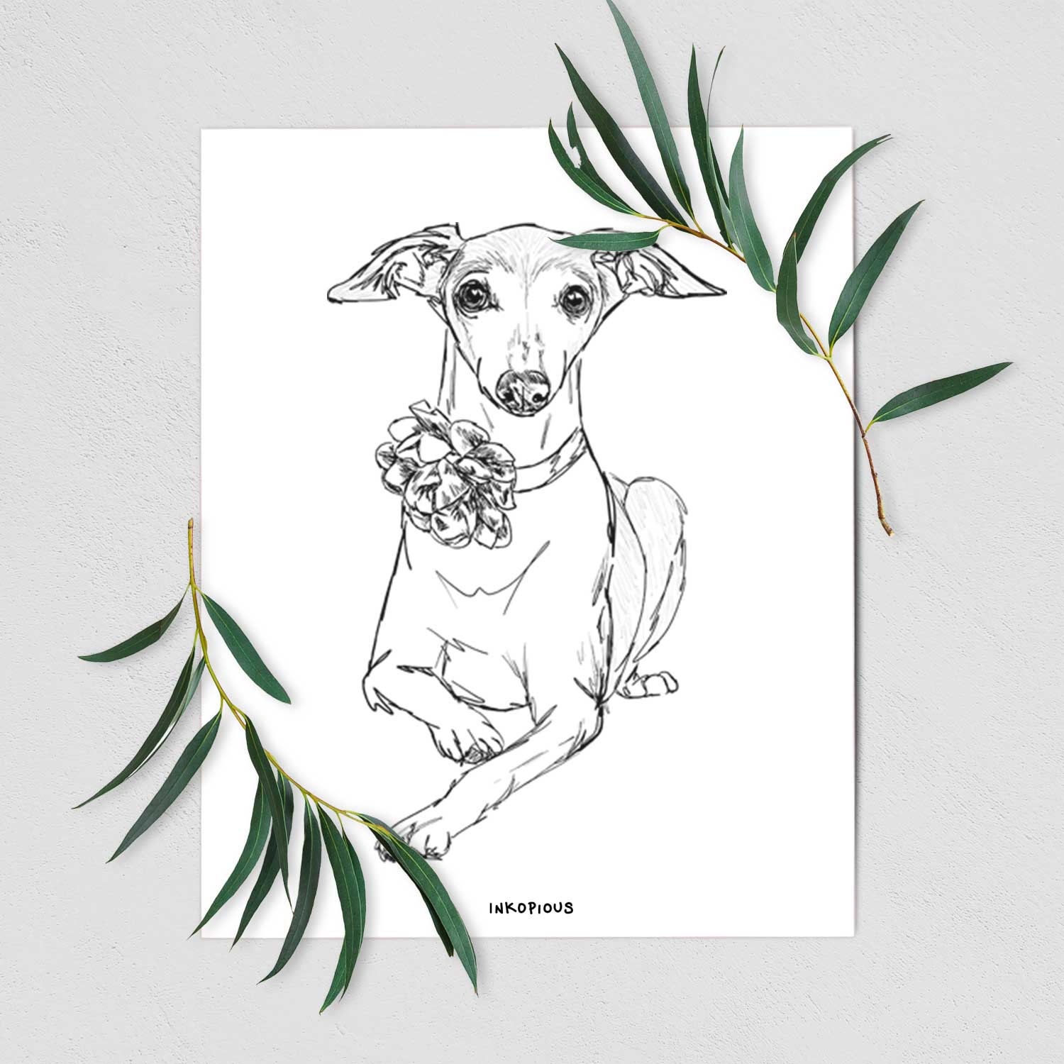 Doodled Cashie the Italian Greyhound Art Print