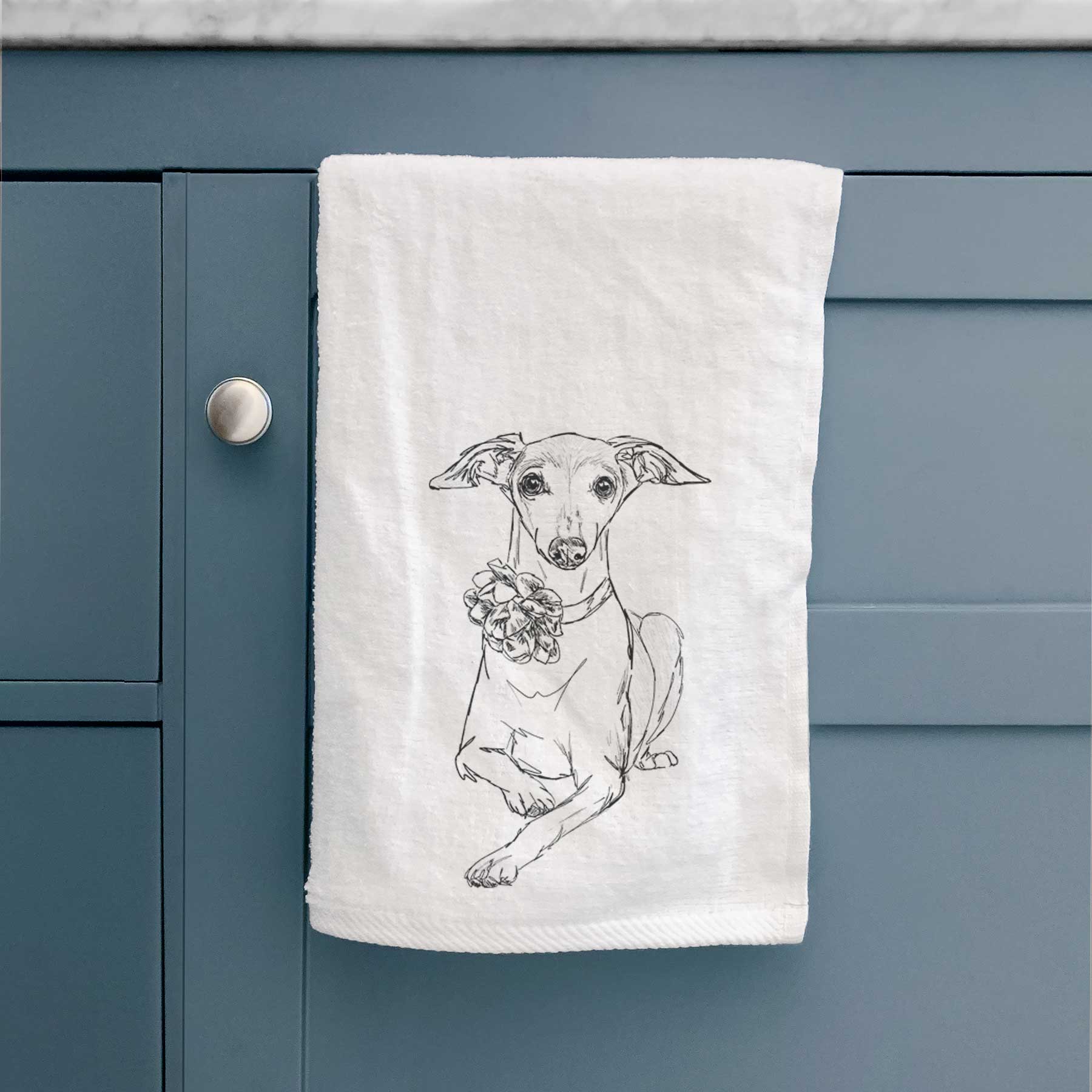 Doodled Cashie the Italian Greyhound Decorative Hand Towel