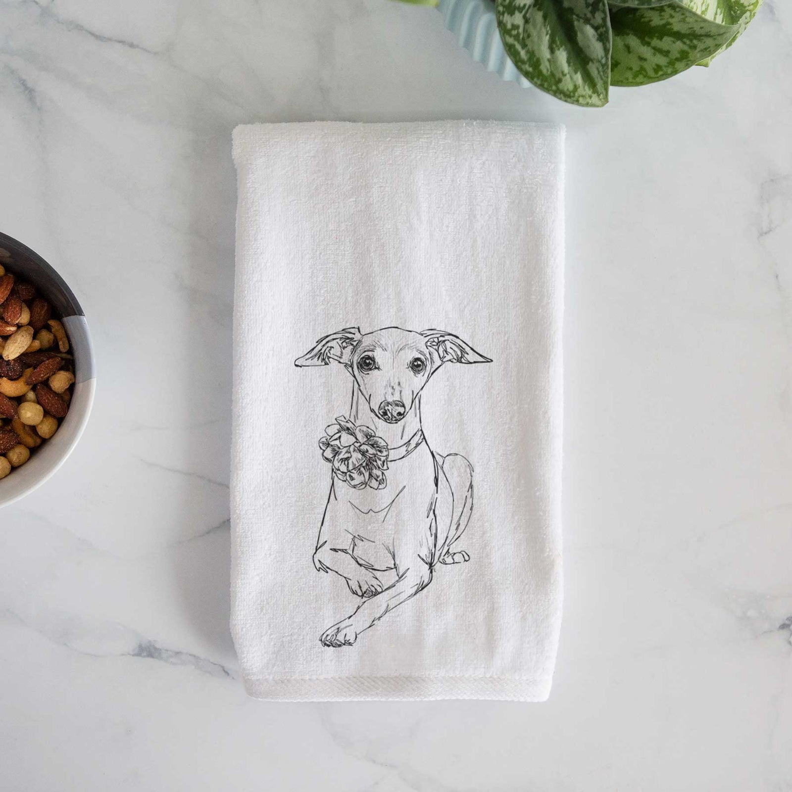 Doodled Cashie the Italian Greyhound Decorative Hand Towel