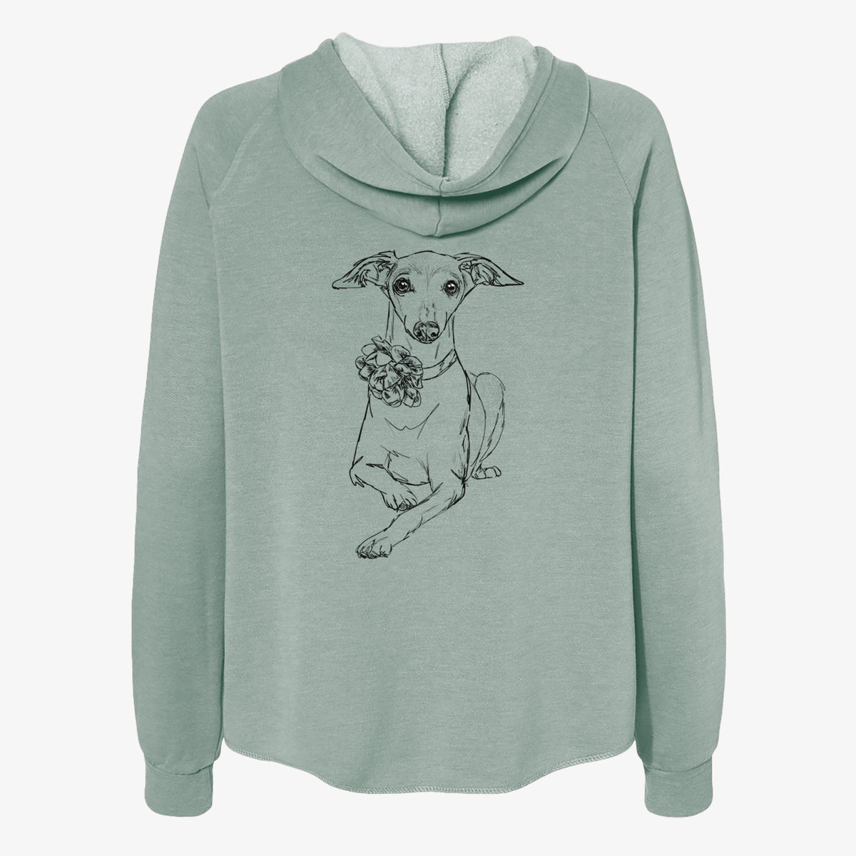 Doodled Cashie the Italian Greyhound - Women's Cali Wave Zip-Up Sweatshirt