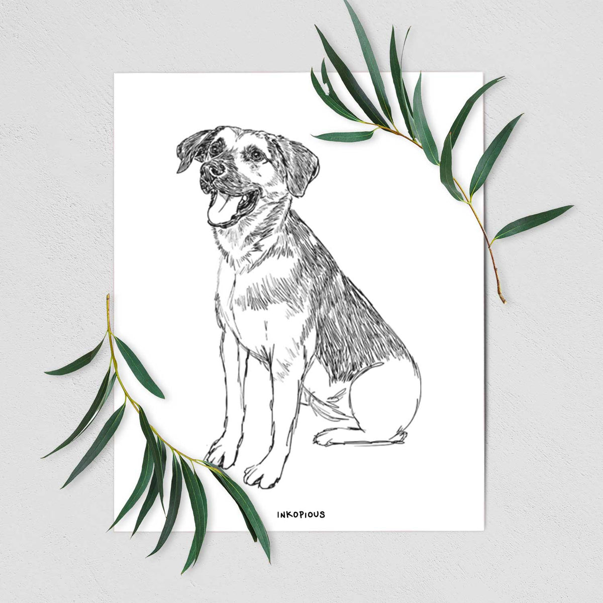Doodled Caymus the Shepherd Mix Art Print