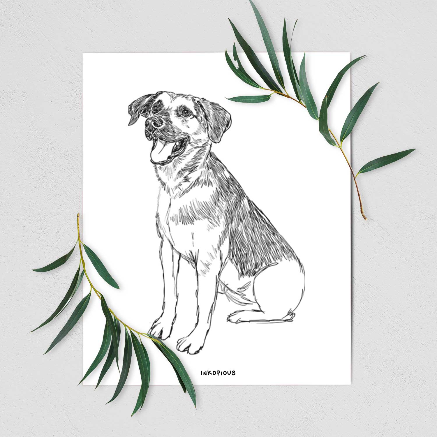 Doodled Caymus the Shepherd Mix Art Print