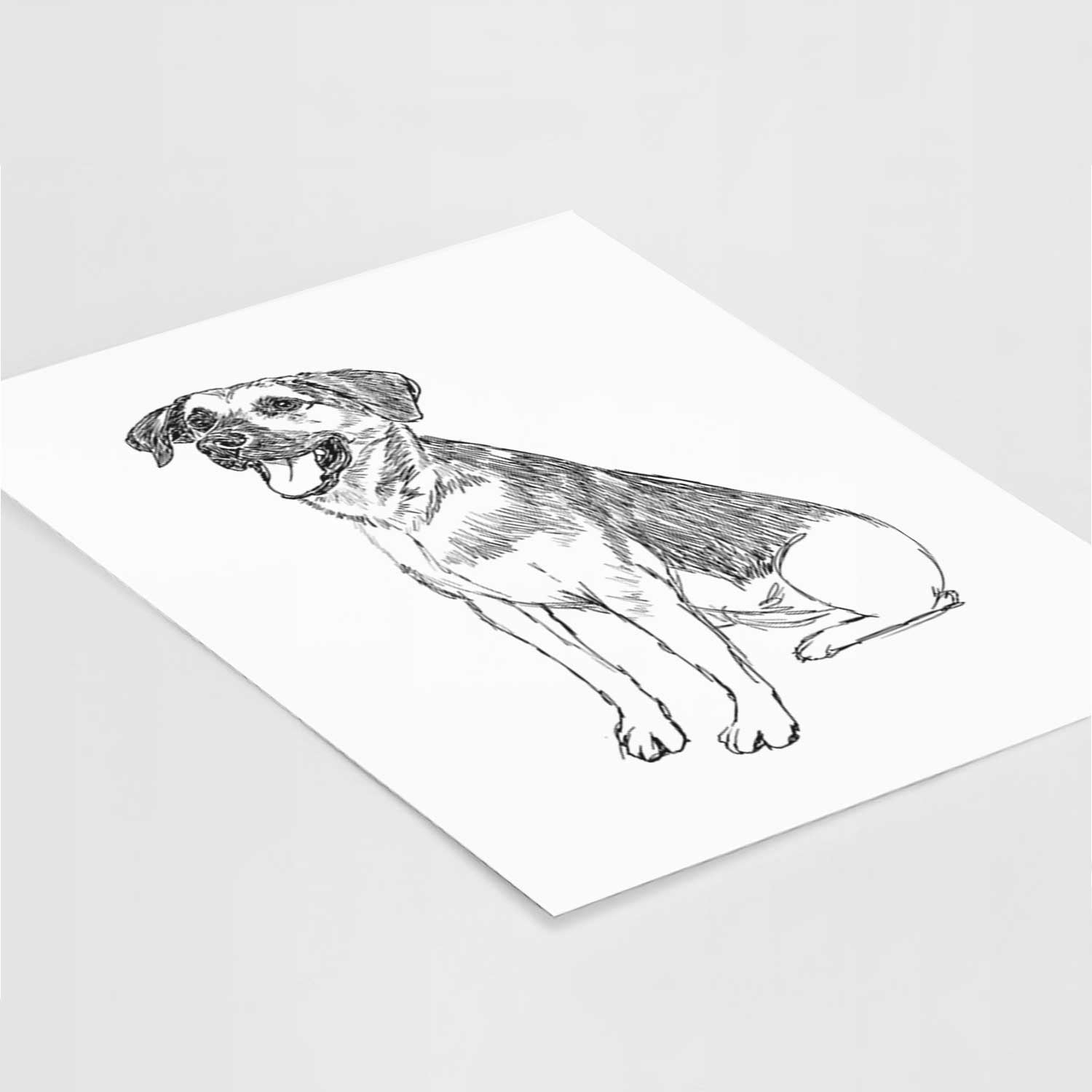 Doodled Caymus the Shepherd Mix Art Print