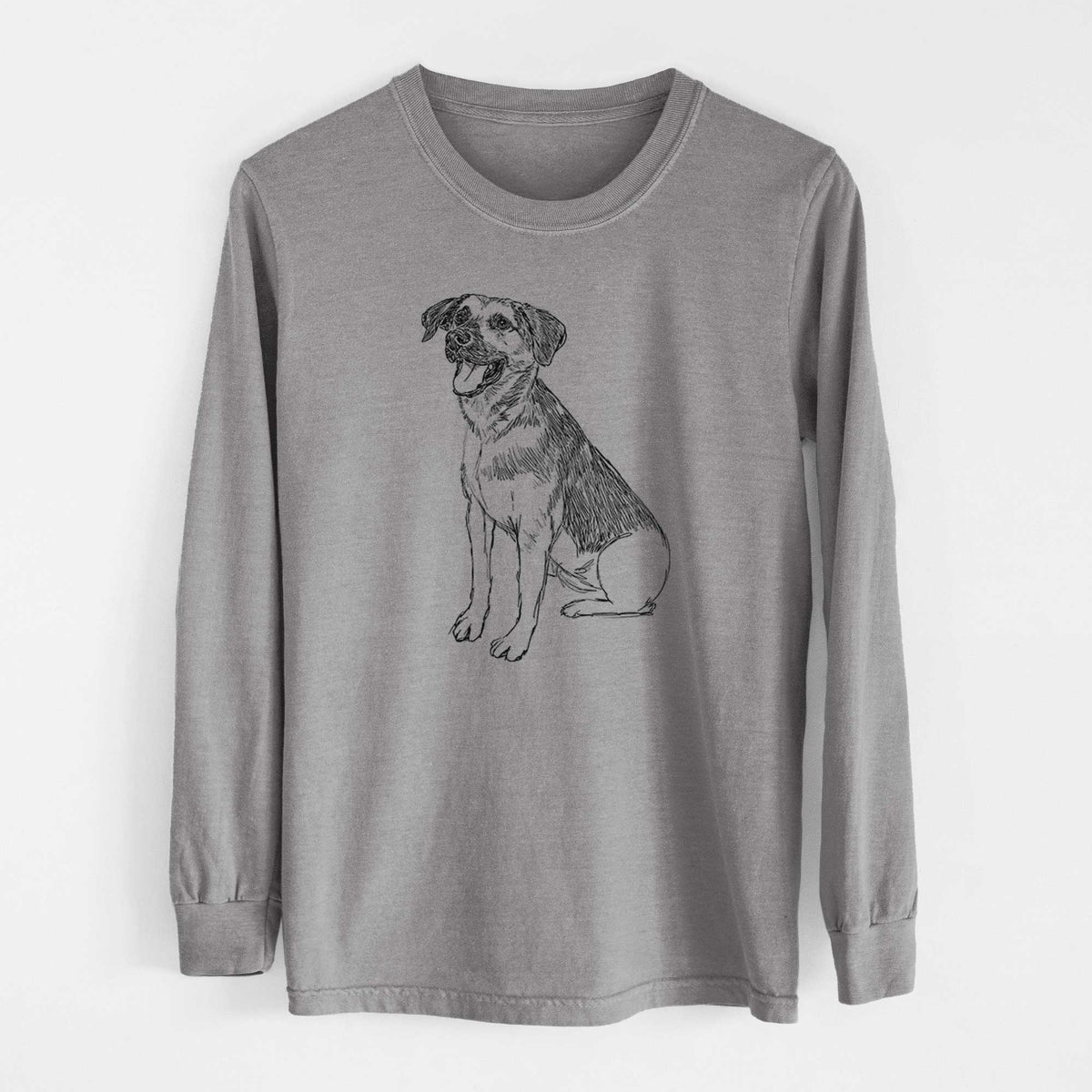 Doodled Caymus the Shepherd Mix - Heavyweight 100% Cotton Long Sleeve