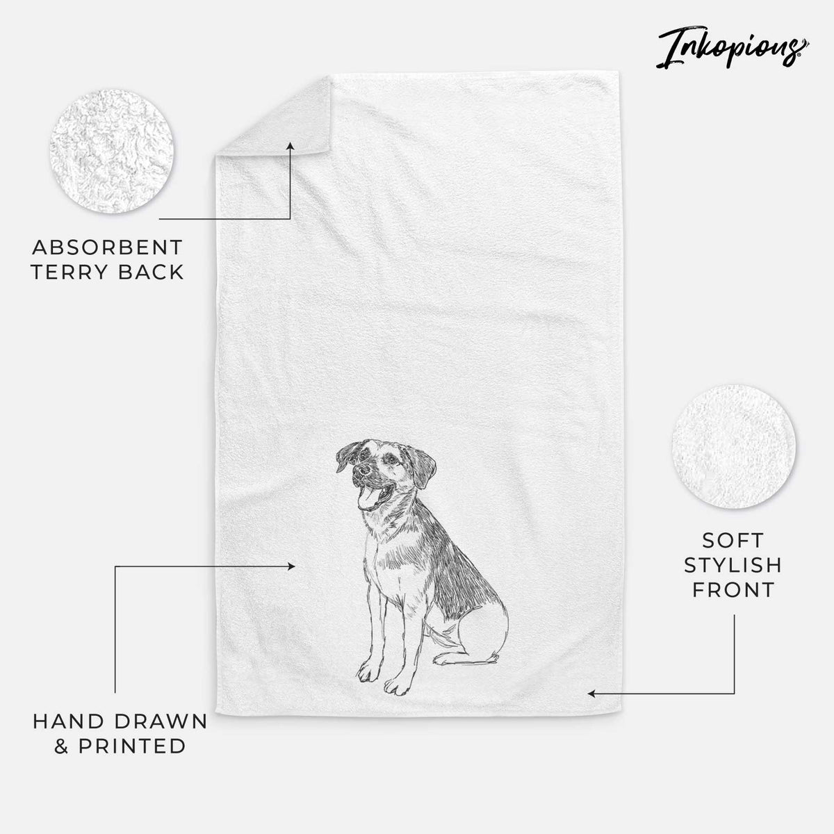 Doodled Caymus the Shepherd Mix Decorative Hand Towel