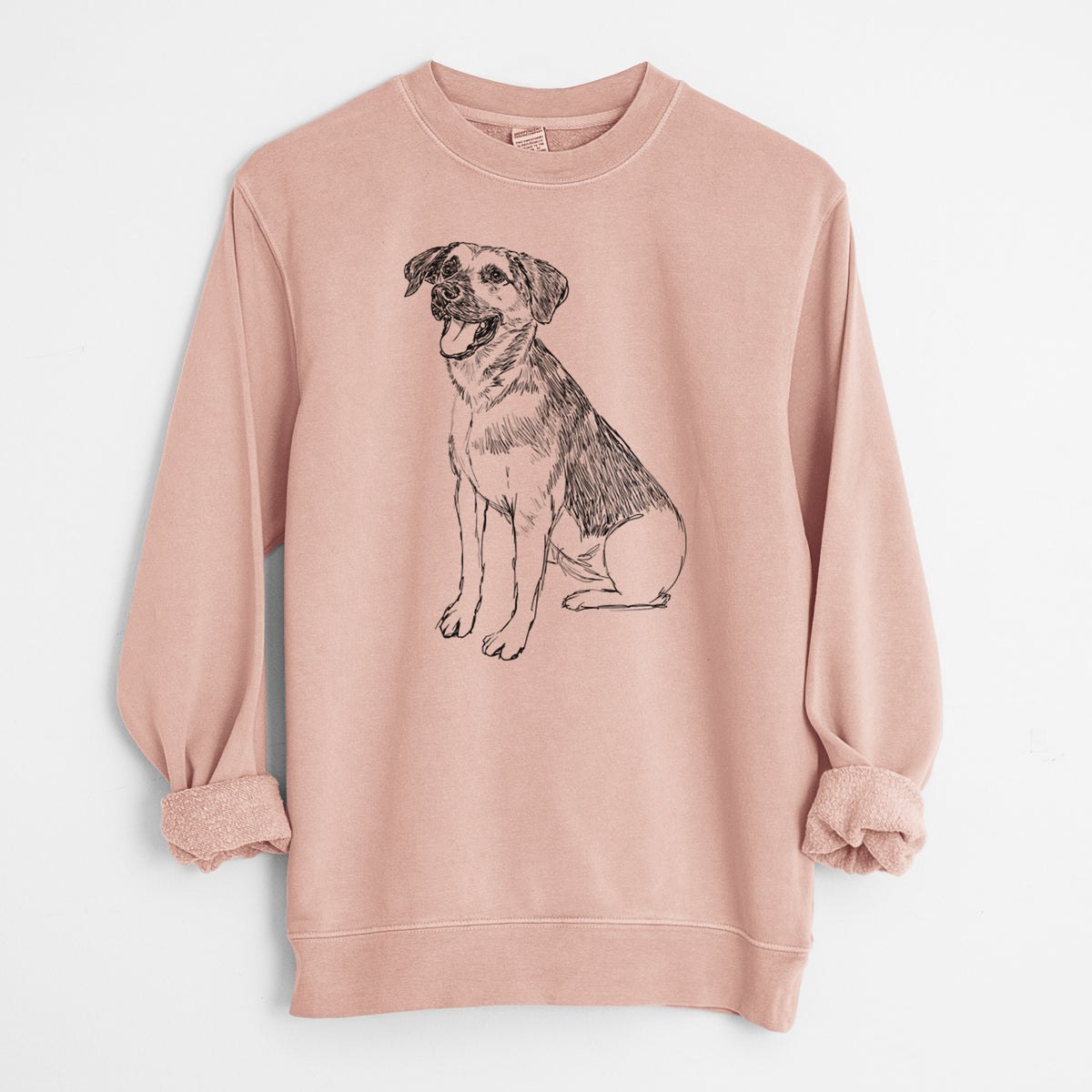 Doodled Caymus the Shepherd Mix - Unisex Pigment Dyed Crew Sweatshirt