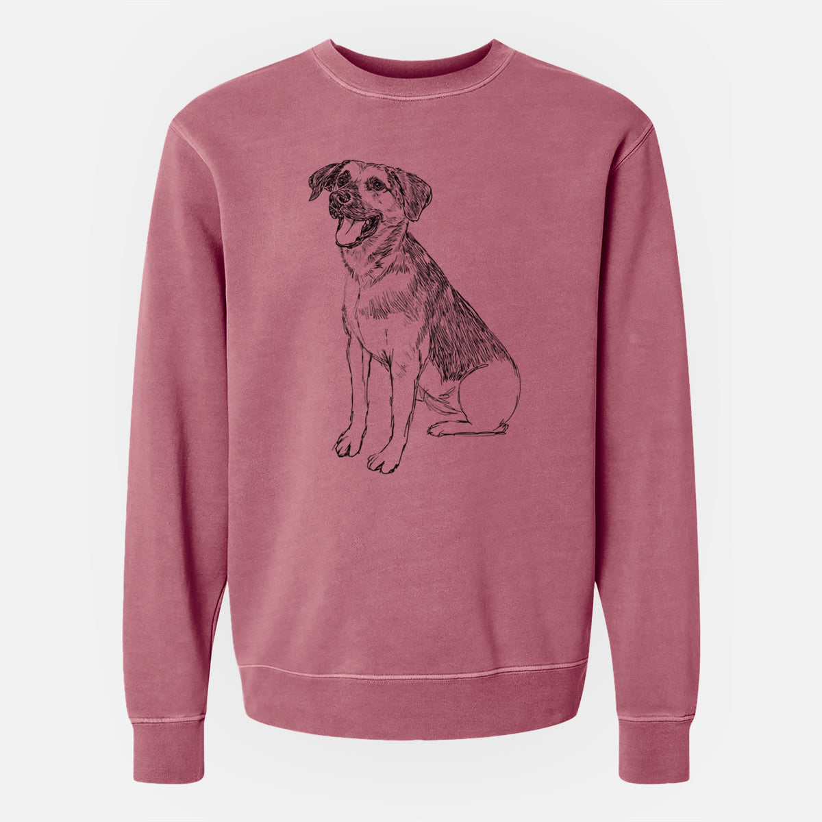 Doodled Caymus the Shepherd Mix - Unisex Pigment Dyed Crew Sweatshirt