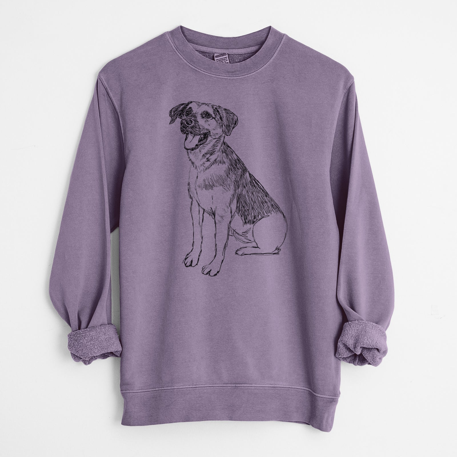 Doodled Caymus the Shepherd Mix - Unisex Pigment Dyed Crew Sweatshirt