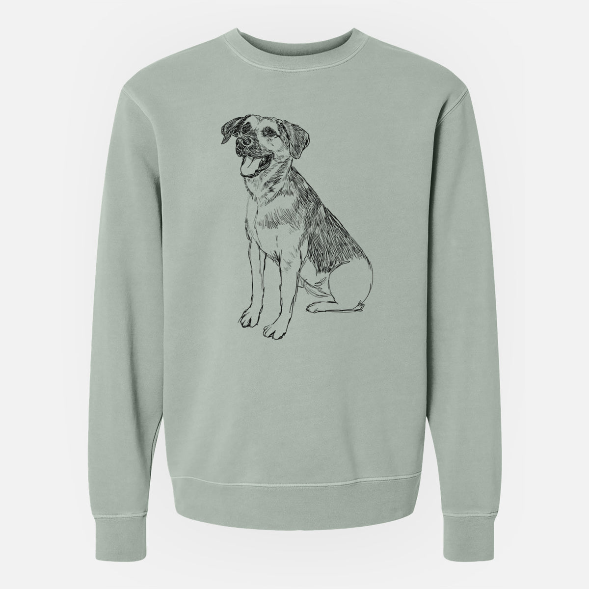 Doodled Caymus the Shepherd Mix - Unisex Pigment Dyed Crew Sweatshirt