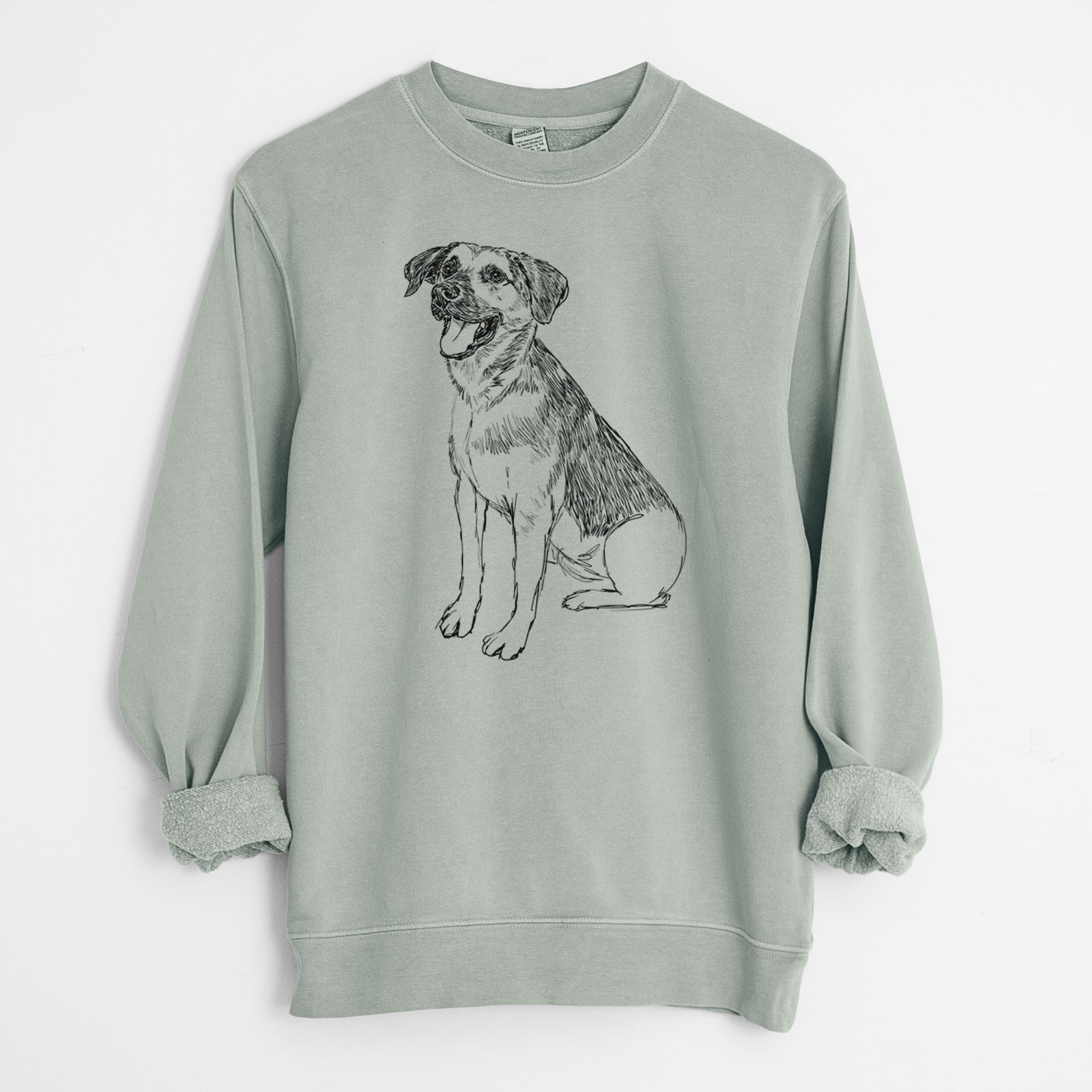 Doodled Caymus the Shepherd Mix - Unisex Pigment Dyed Crew Sweatshirt