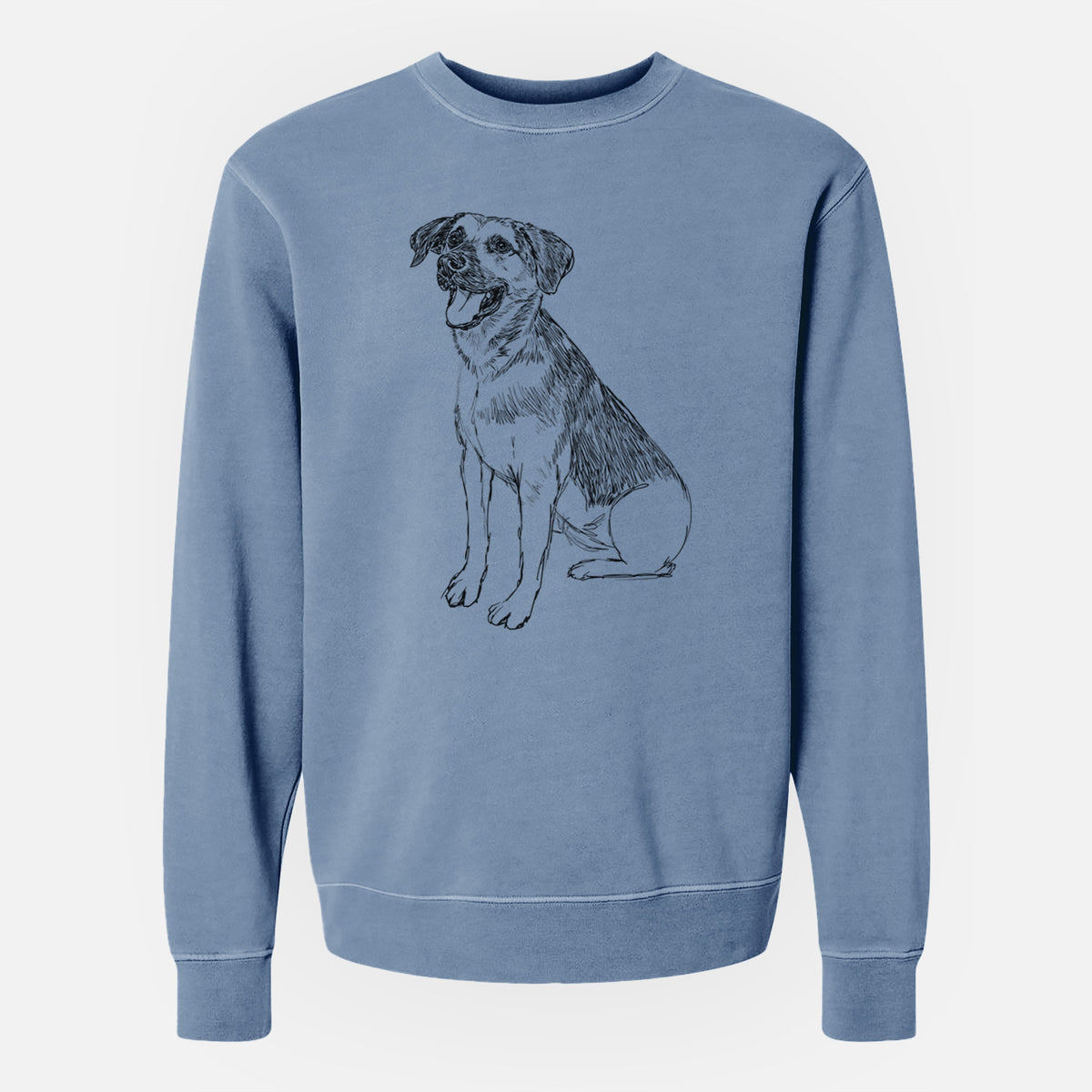 Doodled Caymus the Shepherd Mix - Unisex Pigment Dyed Crew Sweatshirt