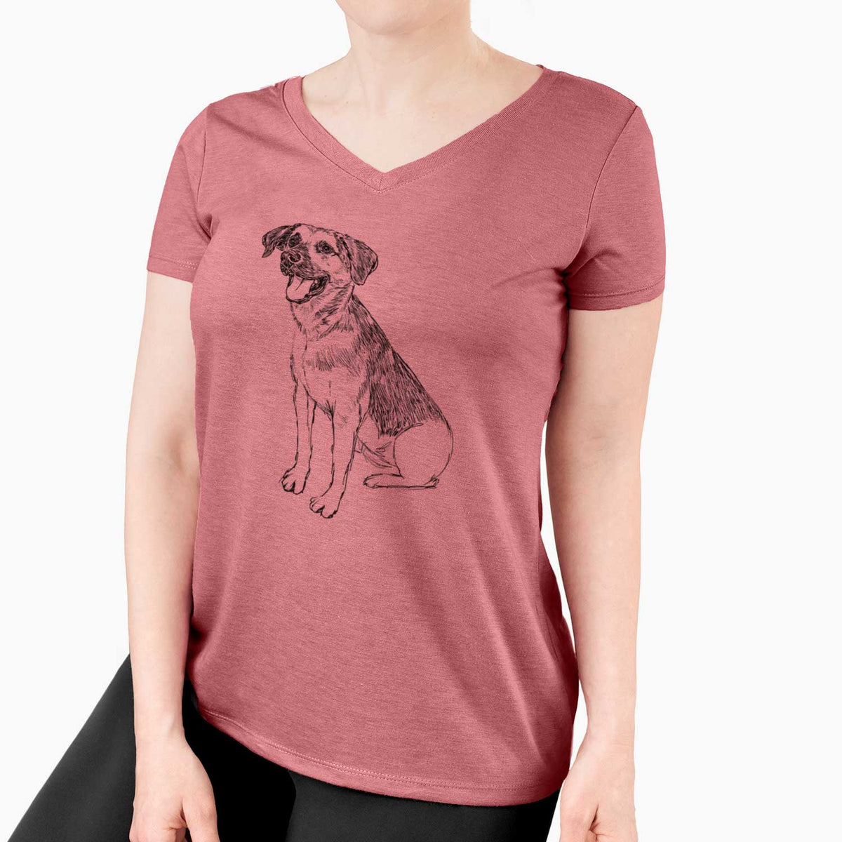Doodled Caymus the Shepherd Mix - Women's V-neck Shirt