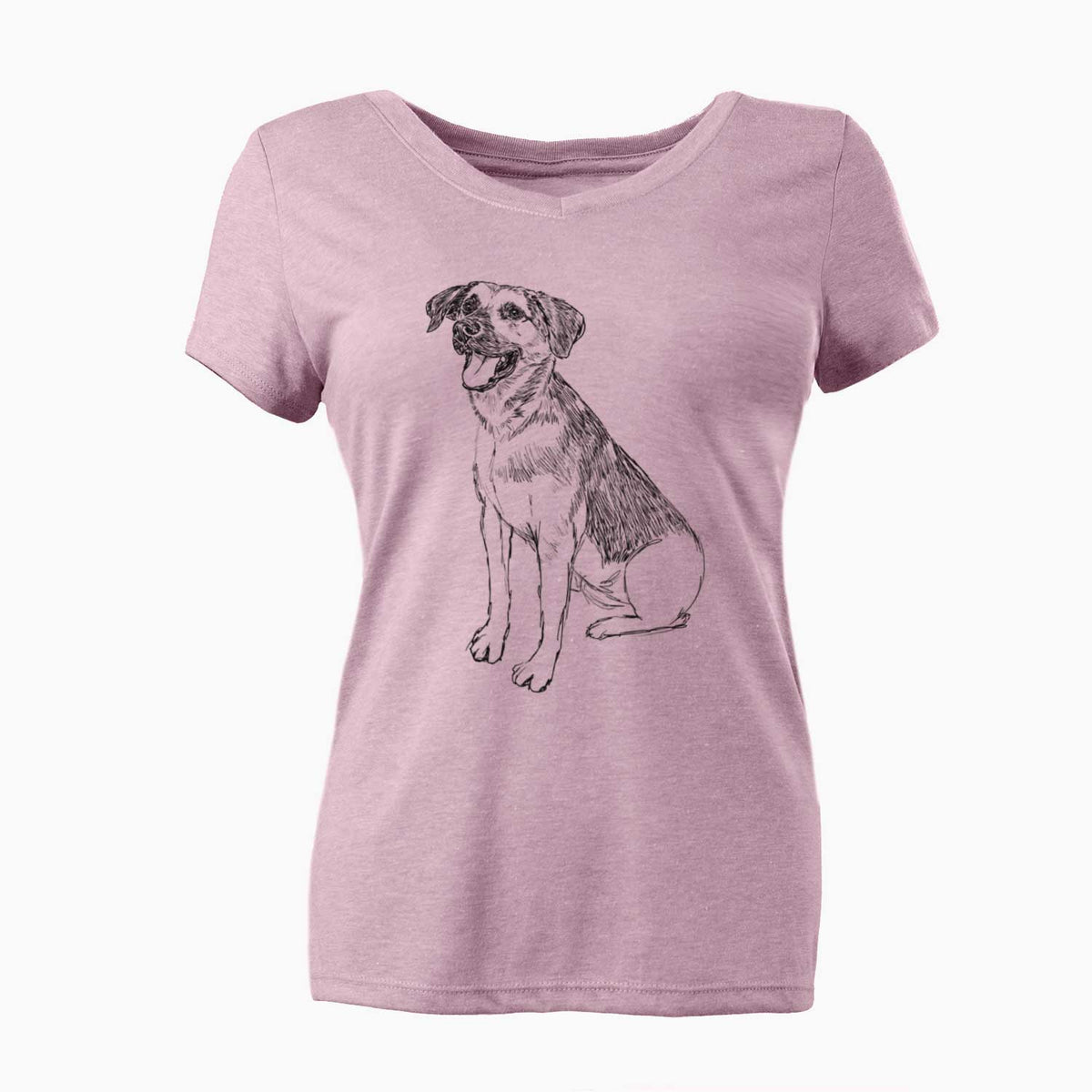 Doodled Caymus the Shepherd Mix - Women's V-neck Shirt